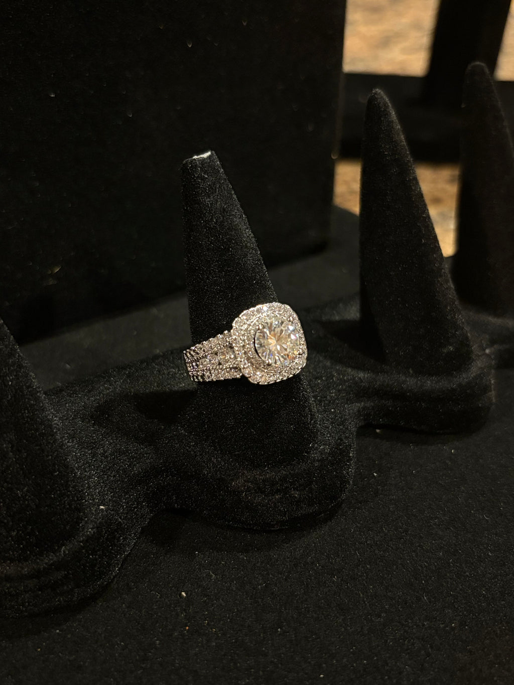 Elegant Cushion Halo Statement Ring