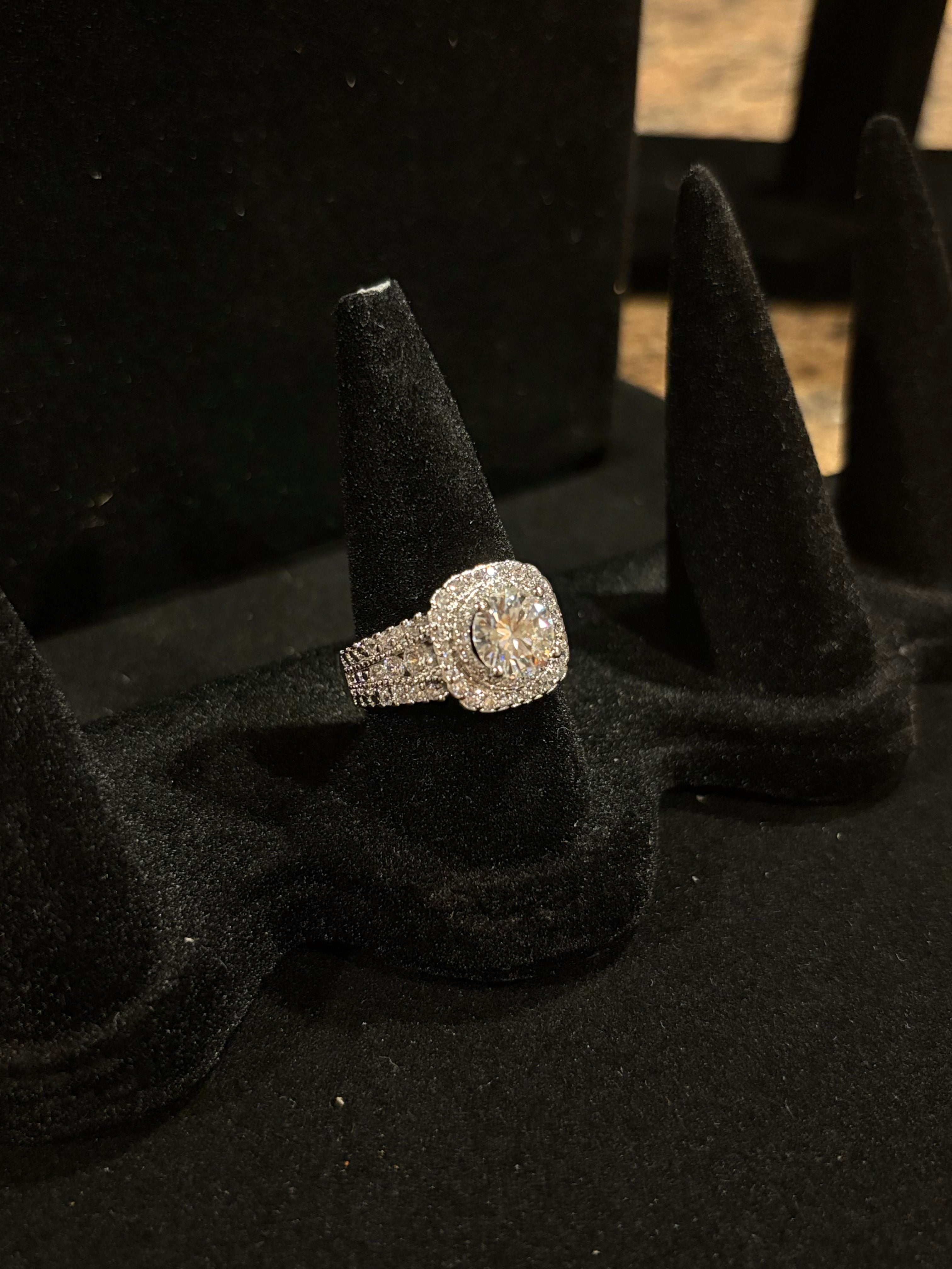 Elegant Cushion Halo Statement Ring