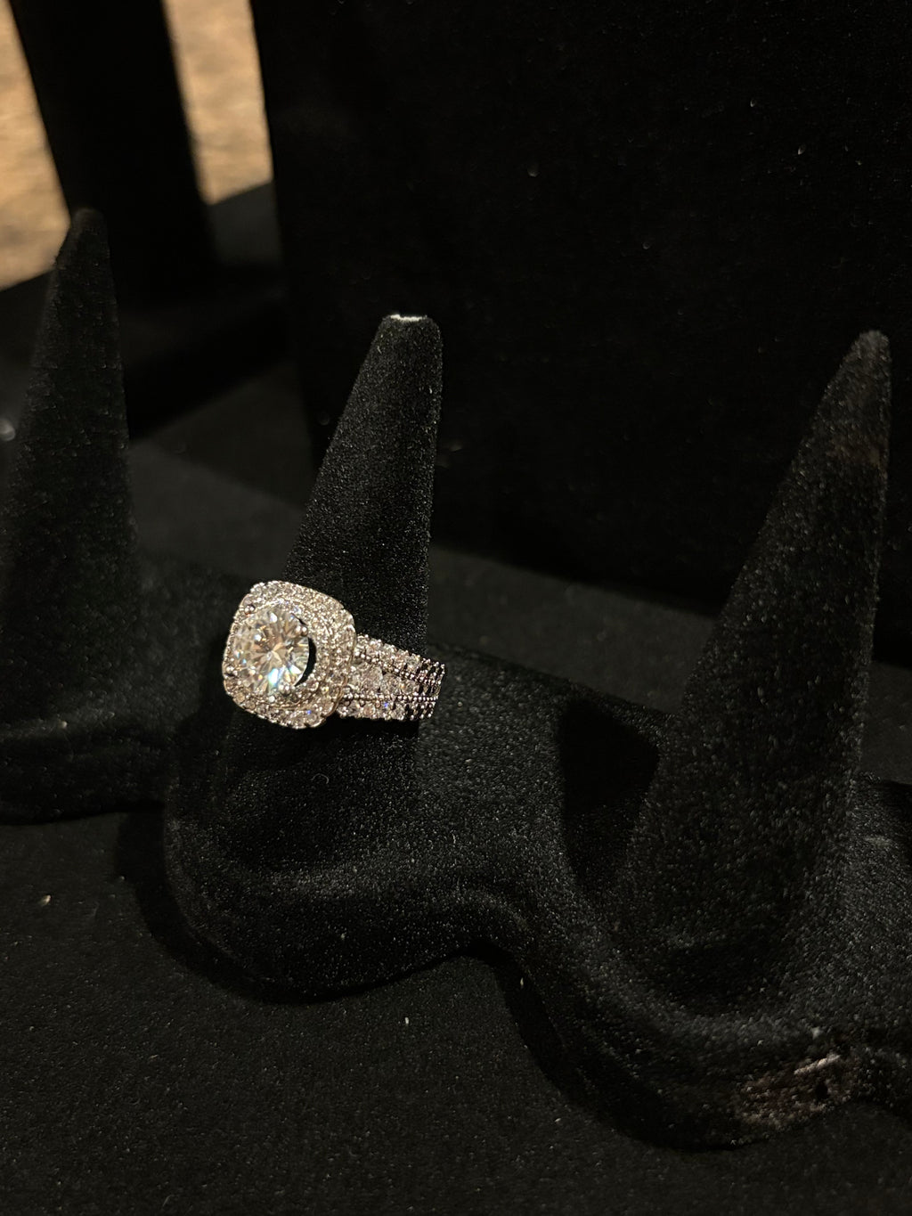 Elegant Cushion Halo Statement Ring