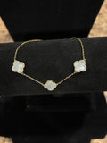 Elegant Gold-Plated Silver Clover Bracelet – Moissanite Accent