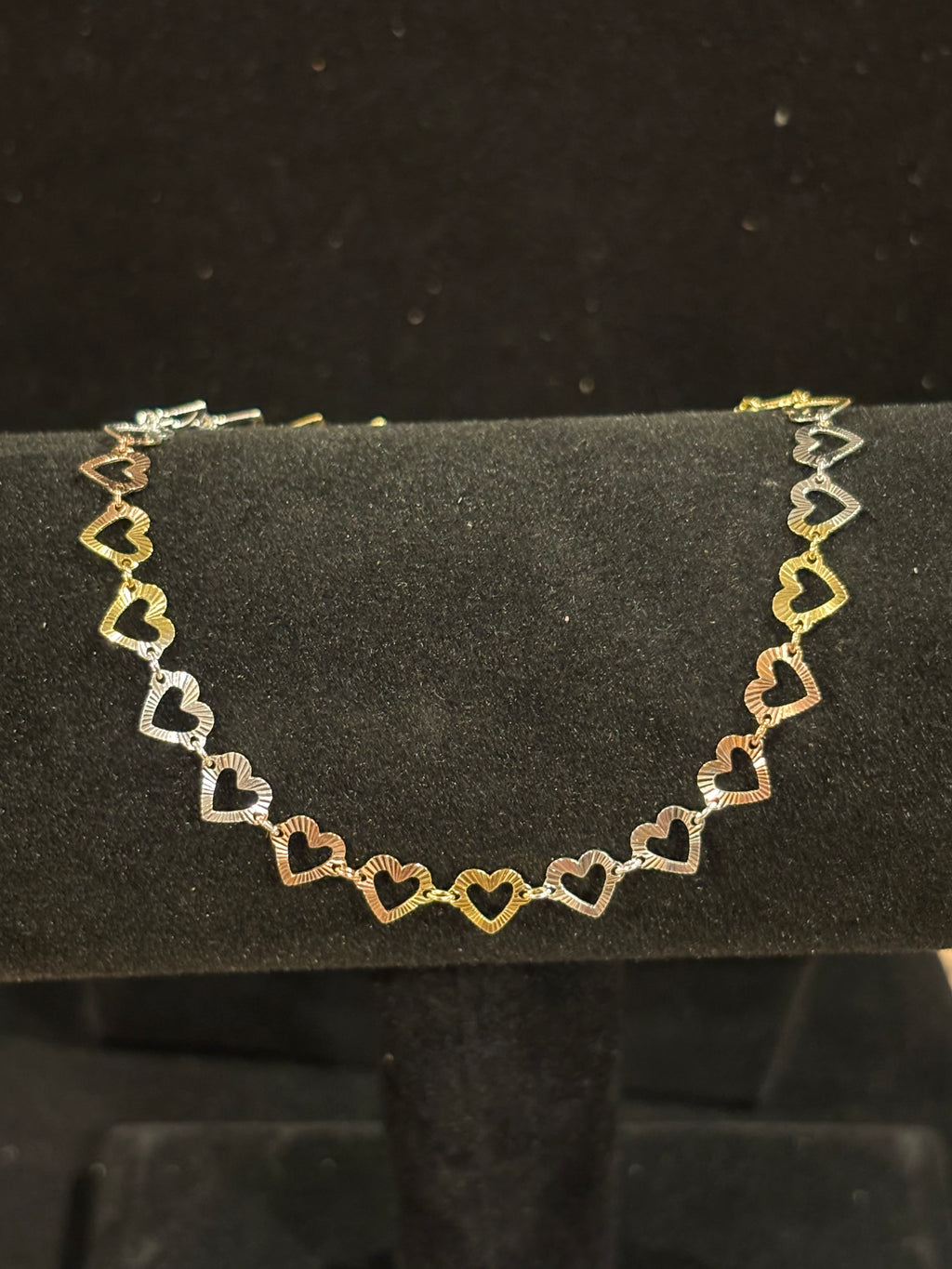 Tri-Color Heart Link Bracelet - S925