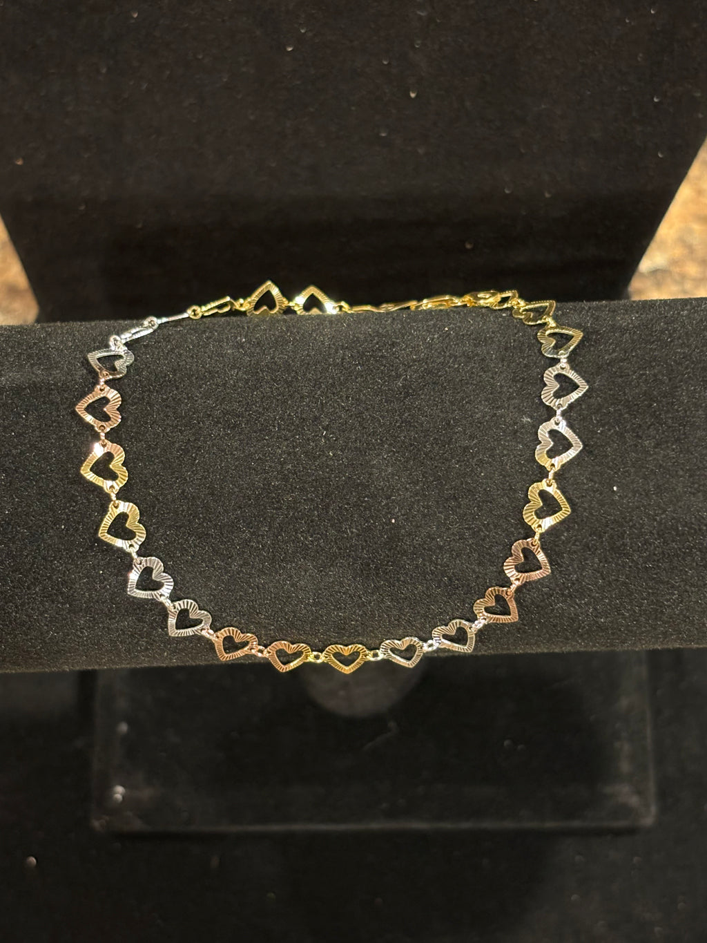 Tri-Color Heart Link Bracelet - S925