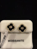 Midnight Clover Moissanite Stud Earrings – Sterling Silver