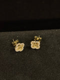 Golden Clover Moissanite Stud Earrings – Sterling Silver