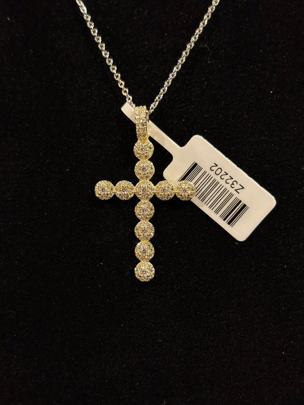 Radiant Moissanite Cross Necklace Pendant – Sterling Silver