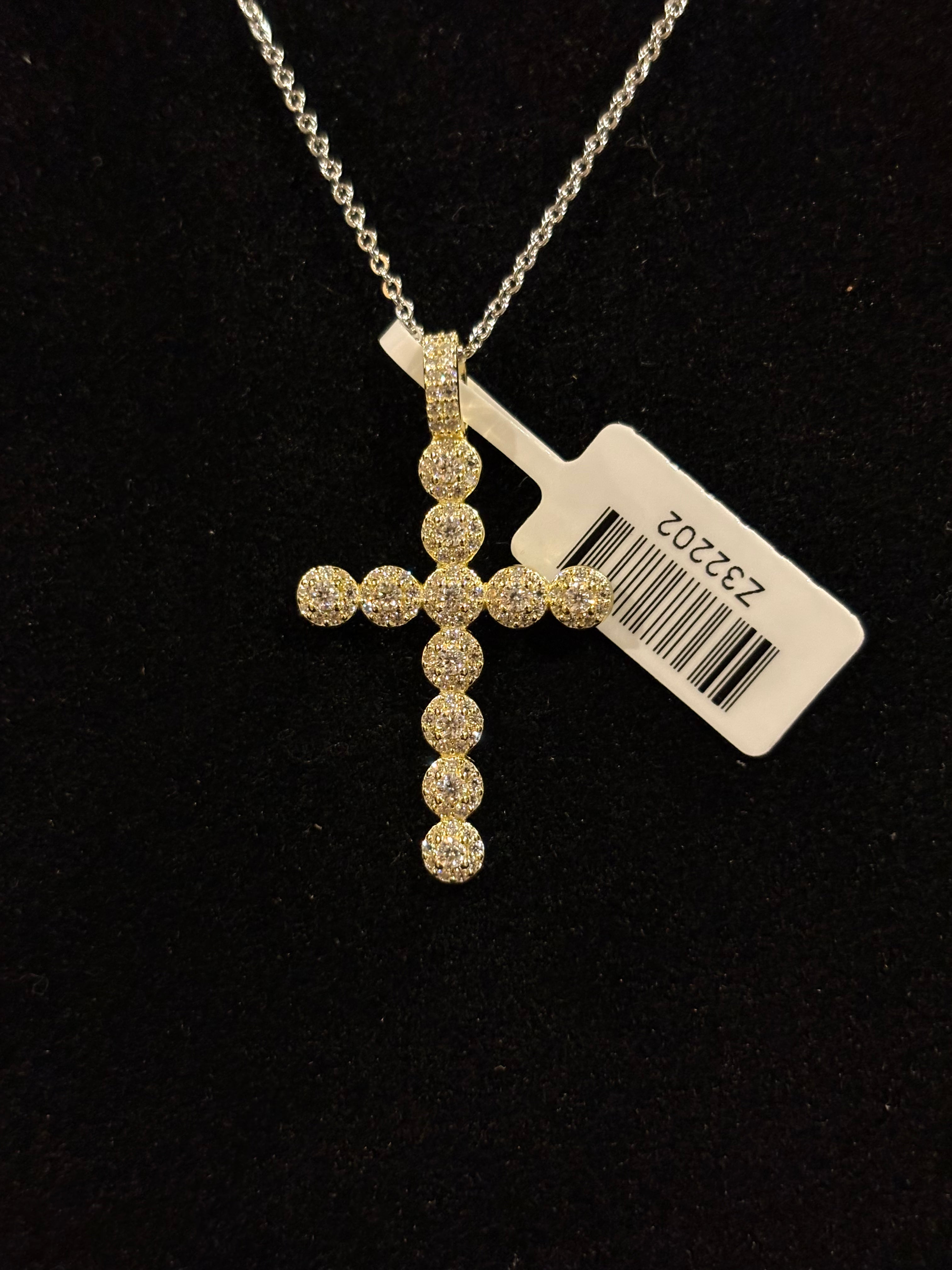 Radiant Moissanite Cross Necklace Pendant – Sterling Silver