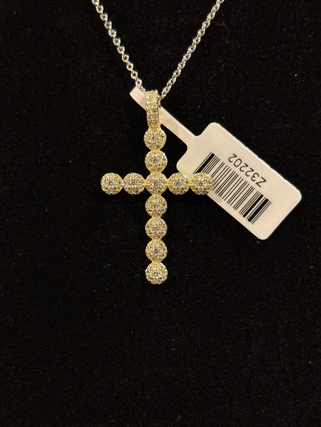Radiant Moissanite Cross Necklace Pendant – Sterling Silver