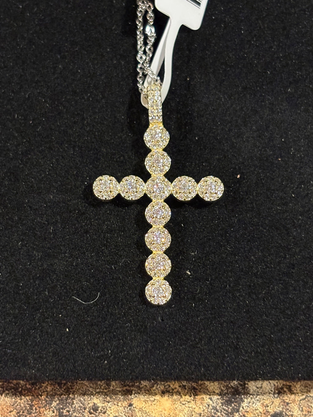 Radiant Moissanite Cross Necklace Pendant – Sterling Silver