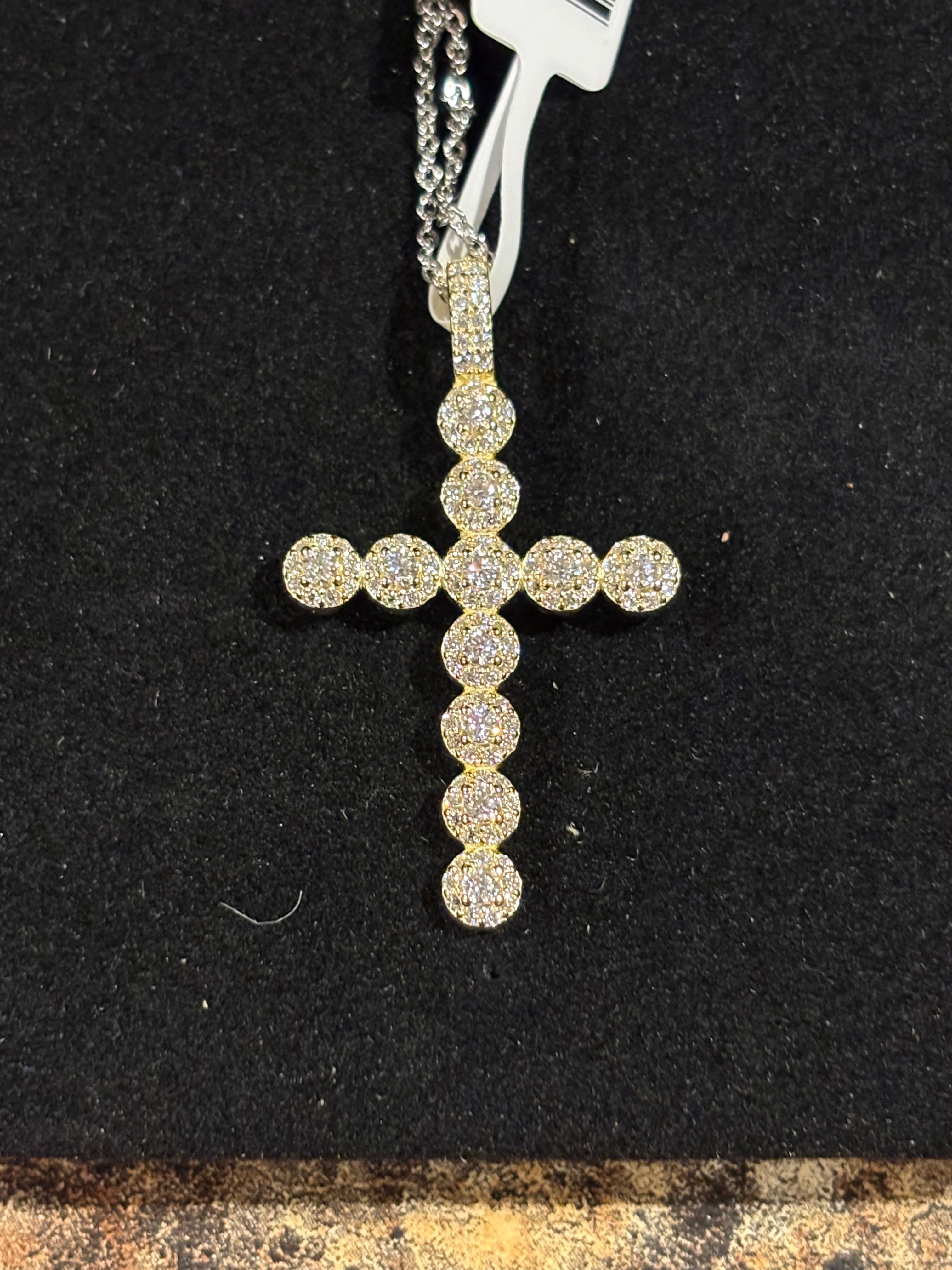 Radiant Moissanite Cross Necklace Pendant – Sterling Silver