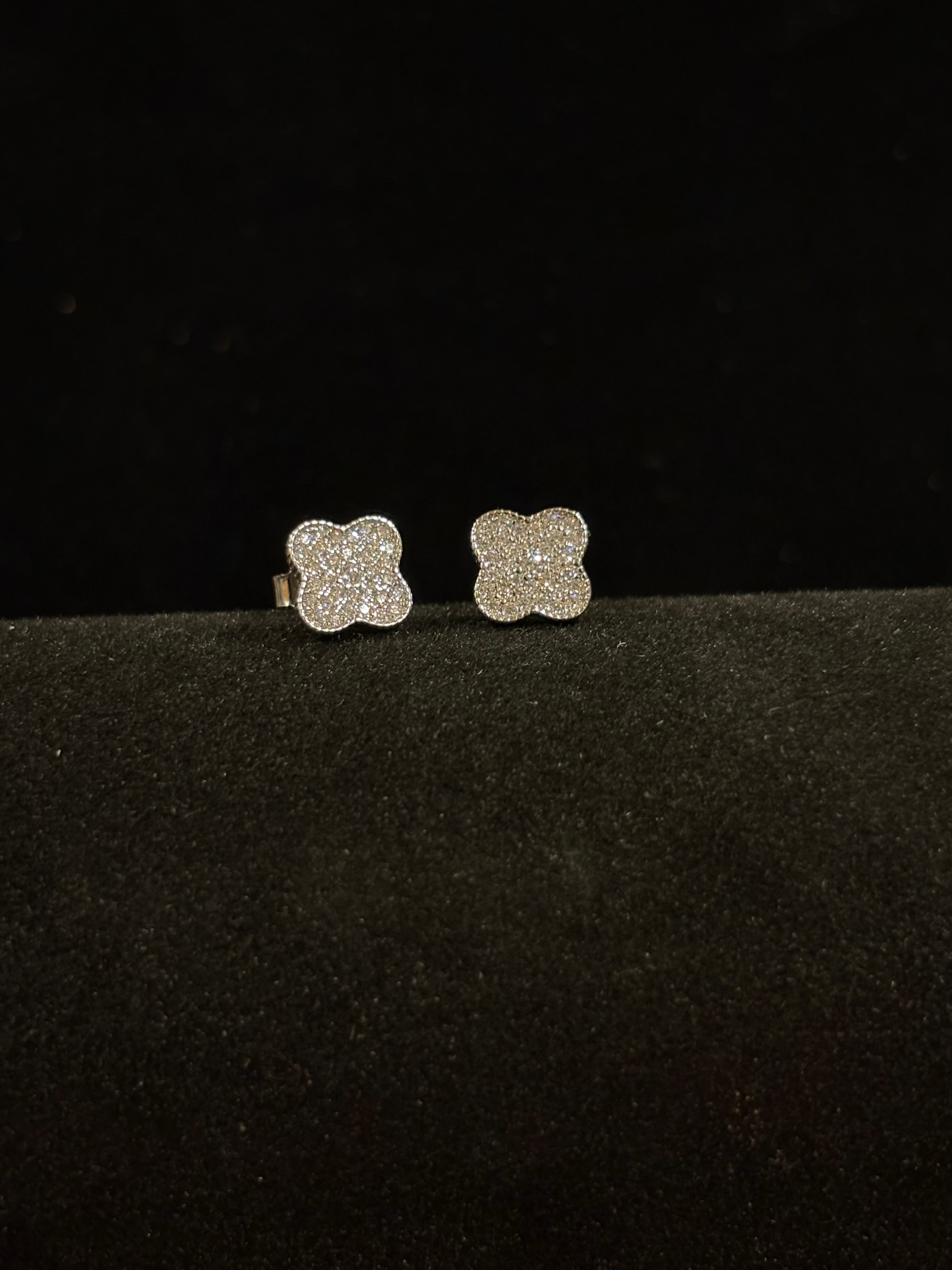 Sparkling Pavé Clover Stud Earrings