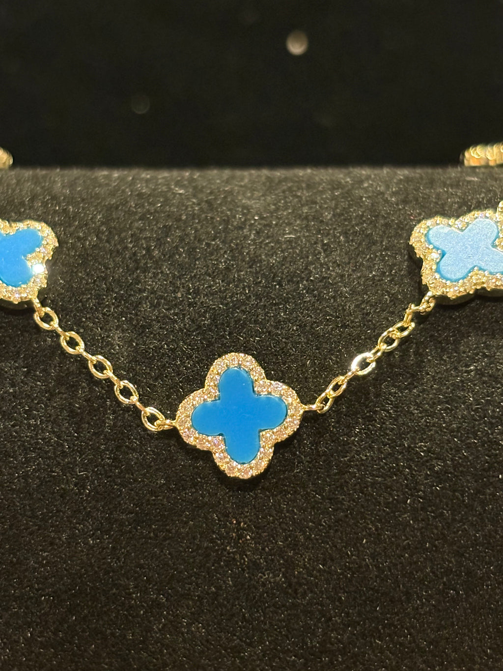 Elegant Blue Clover Multi-Motif Bracelet