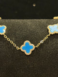 Elegant Blue Clover Multi-Motif Bracelet