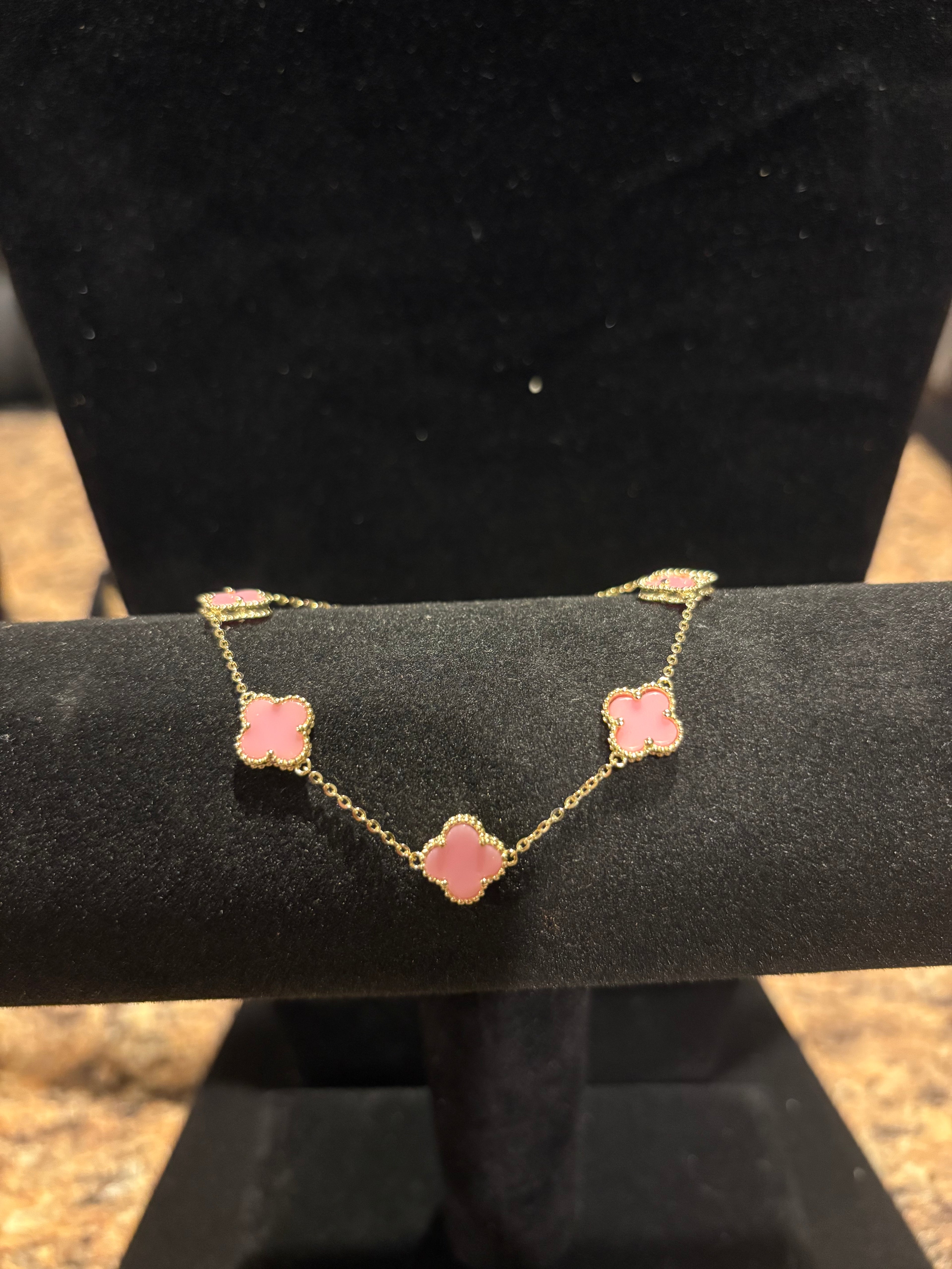 Romantic Pink Clover Multi-Motif Bracelet