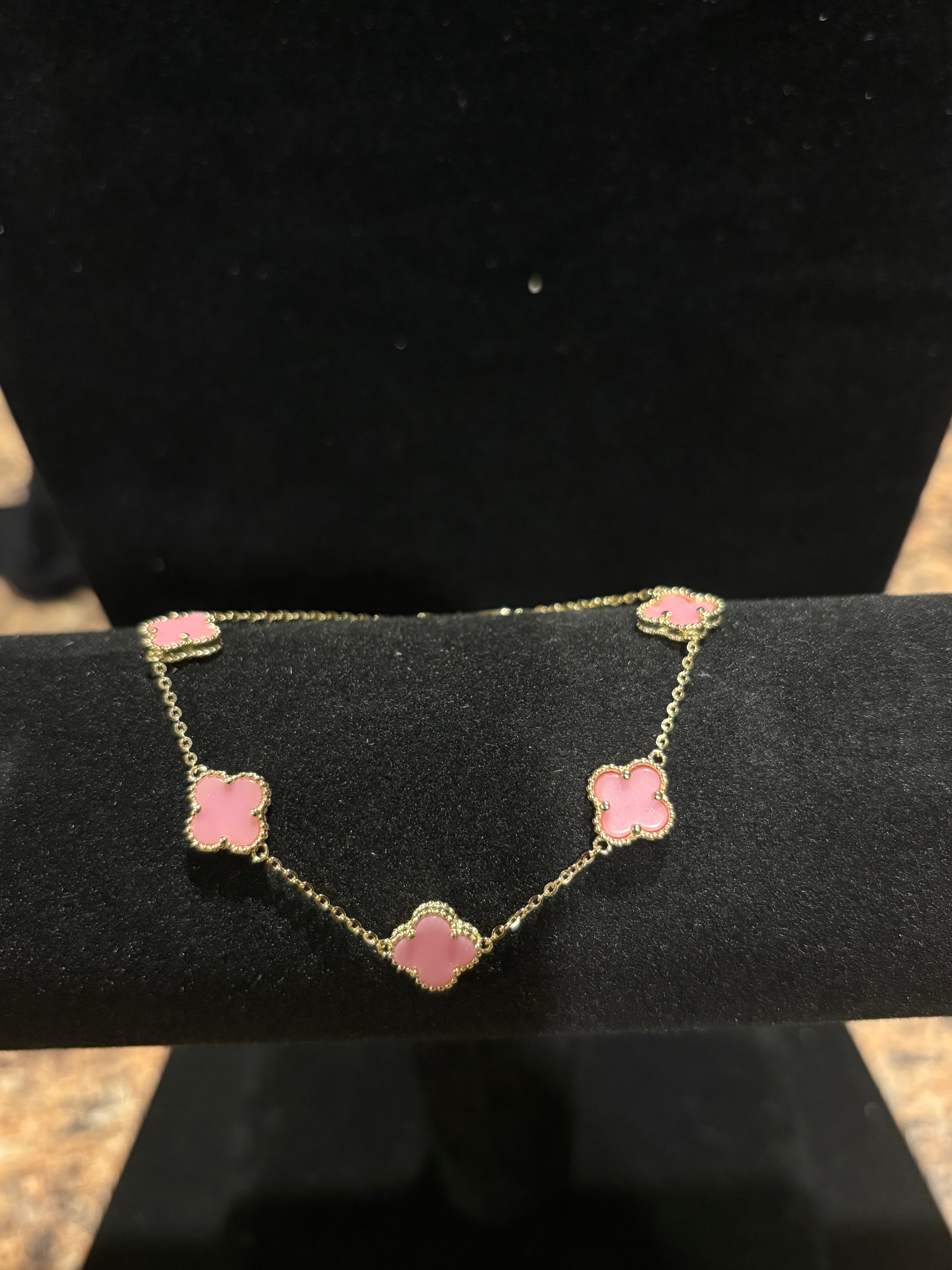Romantic Pink Clover Multi-Motif Bracelet