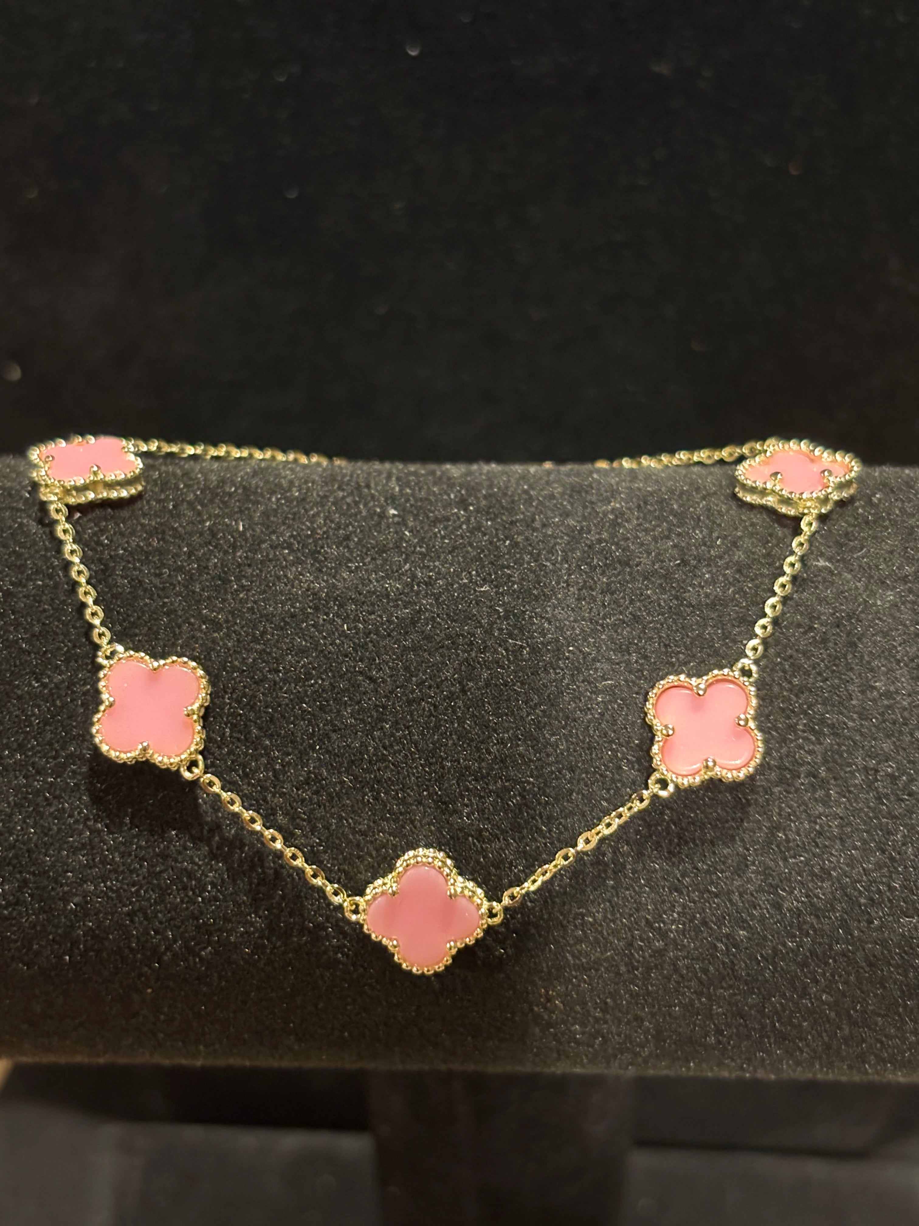 Romantic Pink Clover Multi-Motif Bracelet