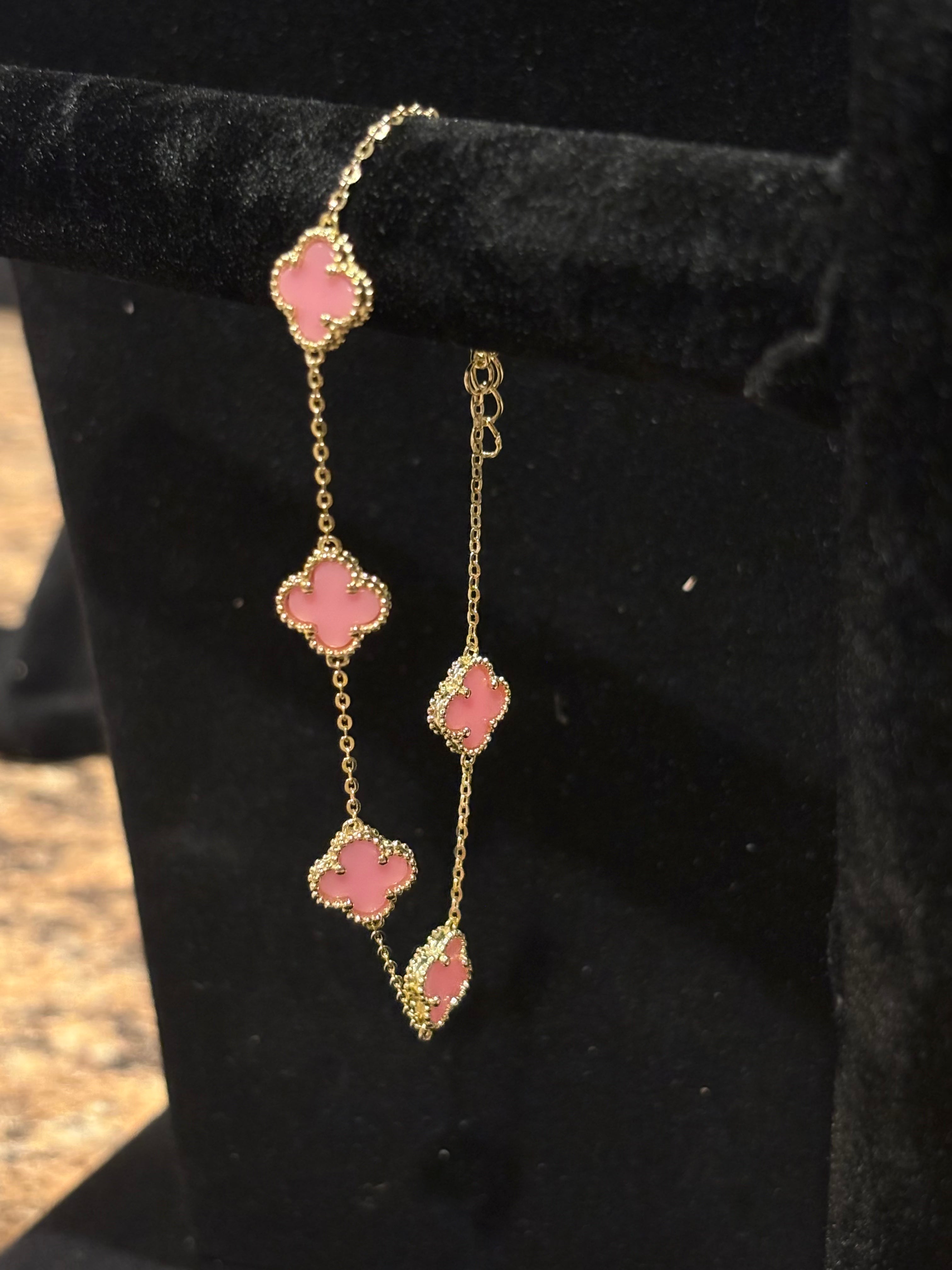 Romantic Pink Clover Multi-Motif Bracelet