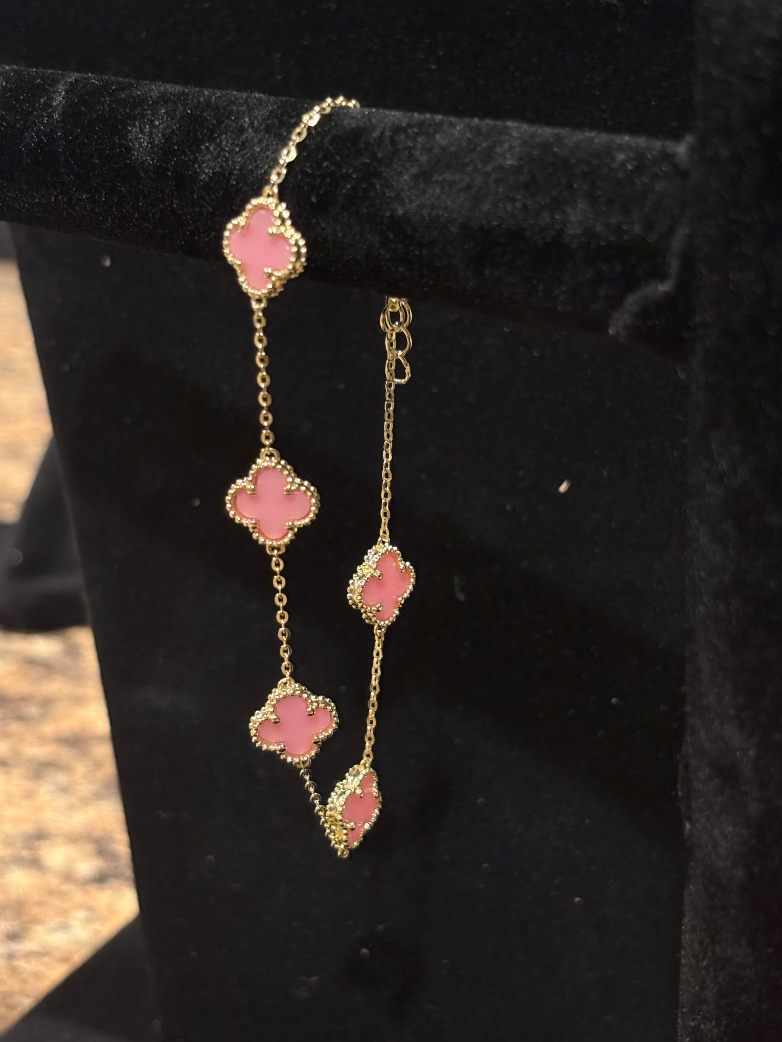 Romantic Pink Clover Multi-Motif Bracelet
