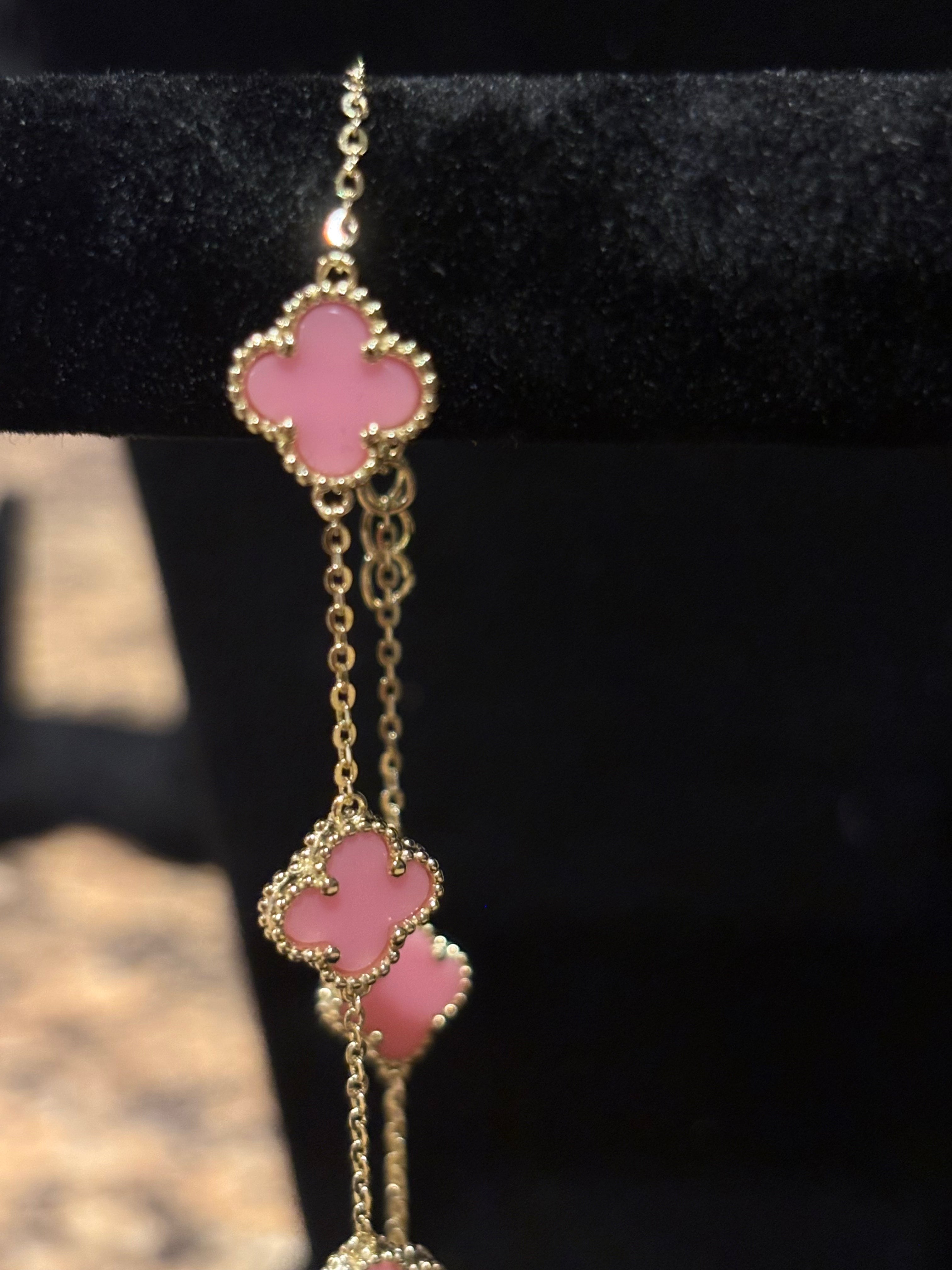 Romantic Pink Clover Multi-Motif Bracelet