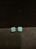Chic Turquoise-Style Clover Stud Earrings