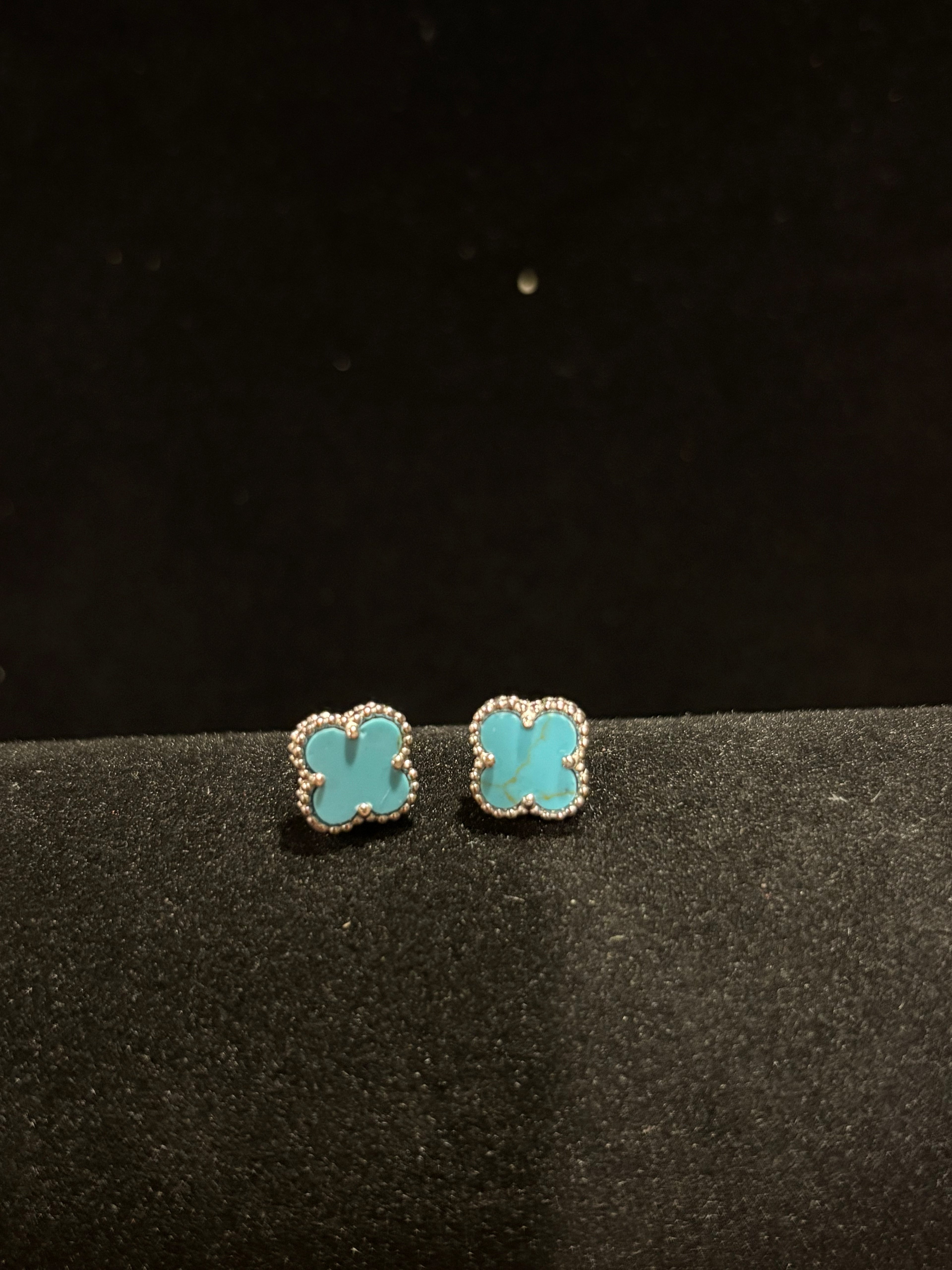 Chic Turquoise-Style Clover Stud Earrings