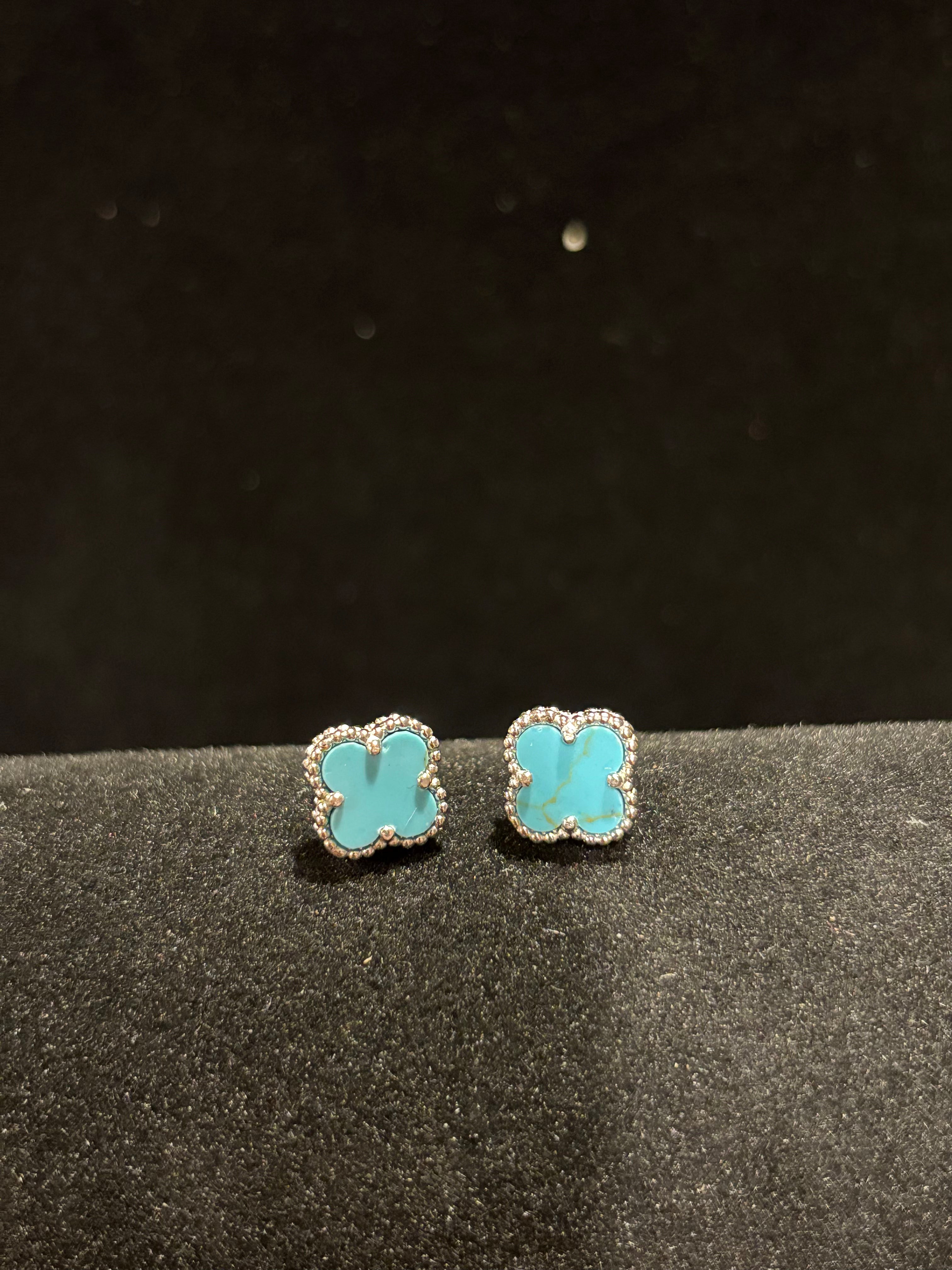 Chic Turquoise-Style Clover Stud Earrings