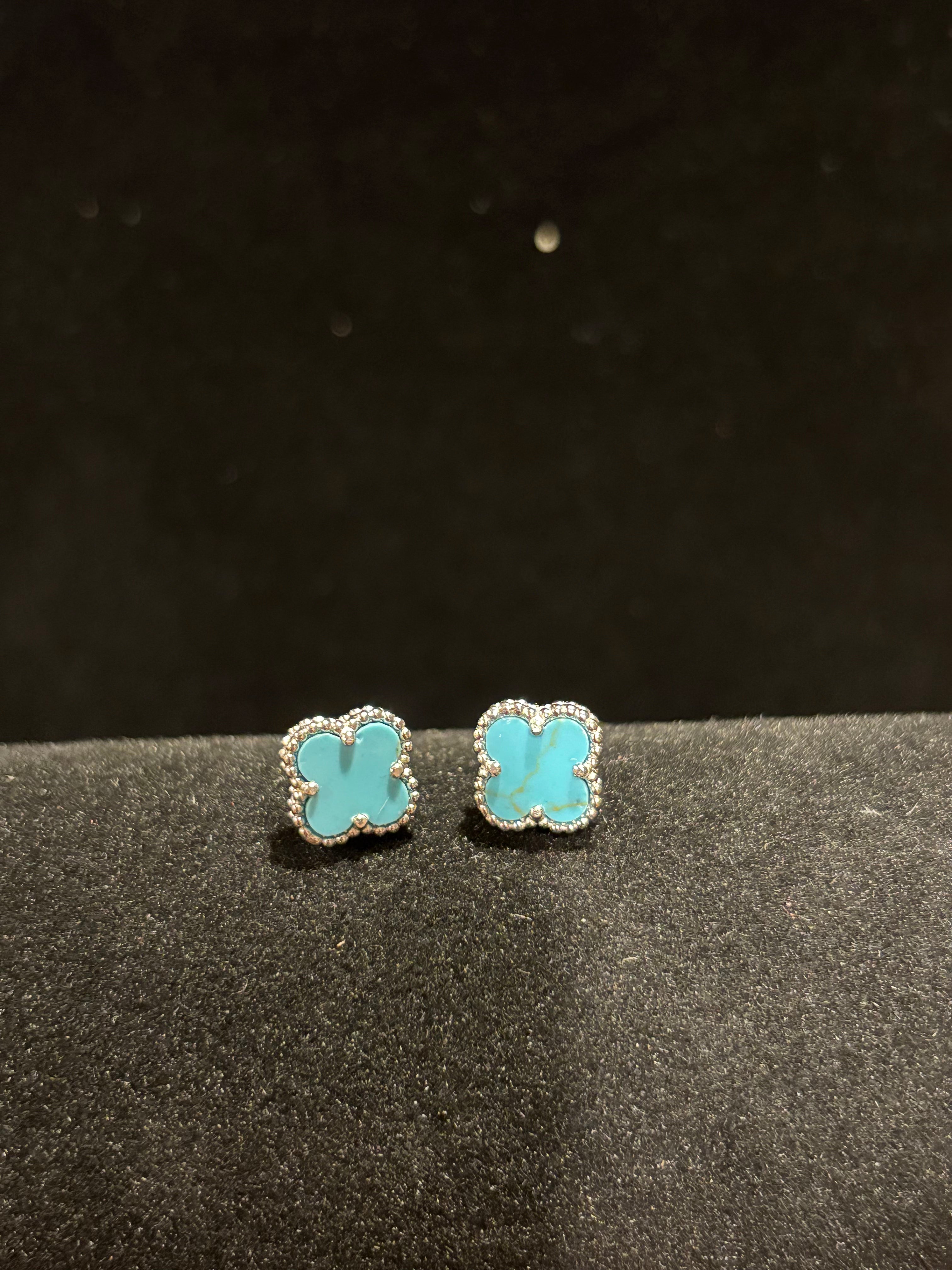 Chic Turquoise-Style Clover Stud Earrings