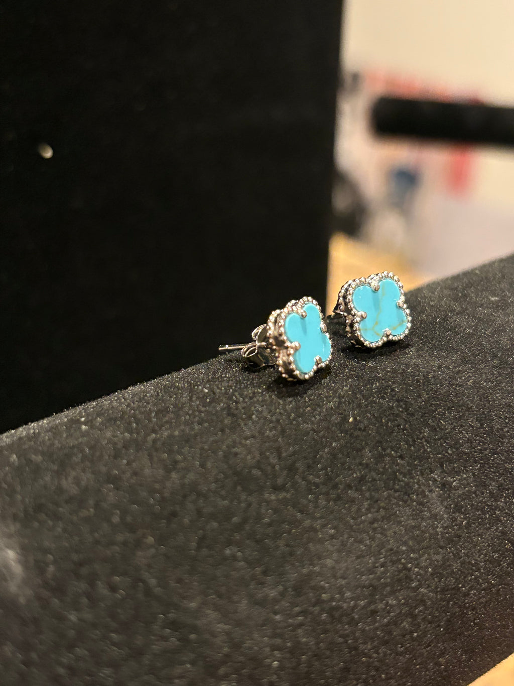 Chic Turquoise-Style Clover Stud Earrings