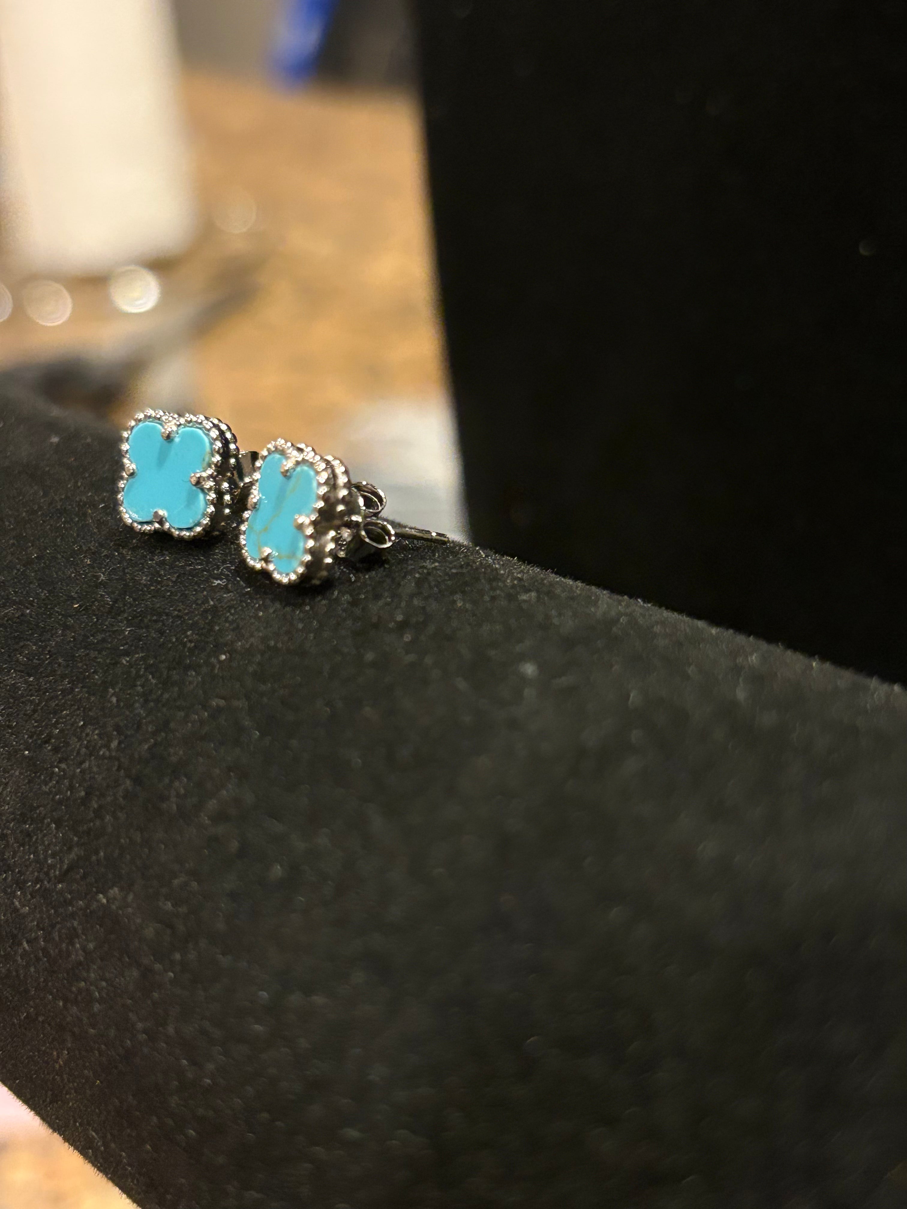 Chic Turquoise-Style Clover Stud Earrings
