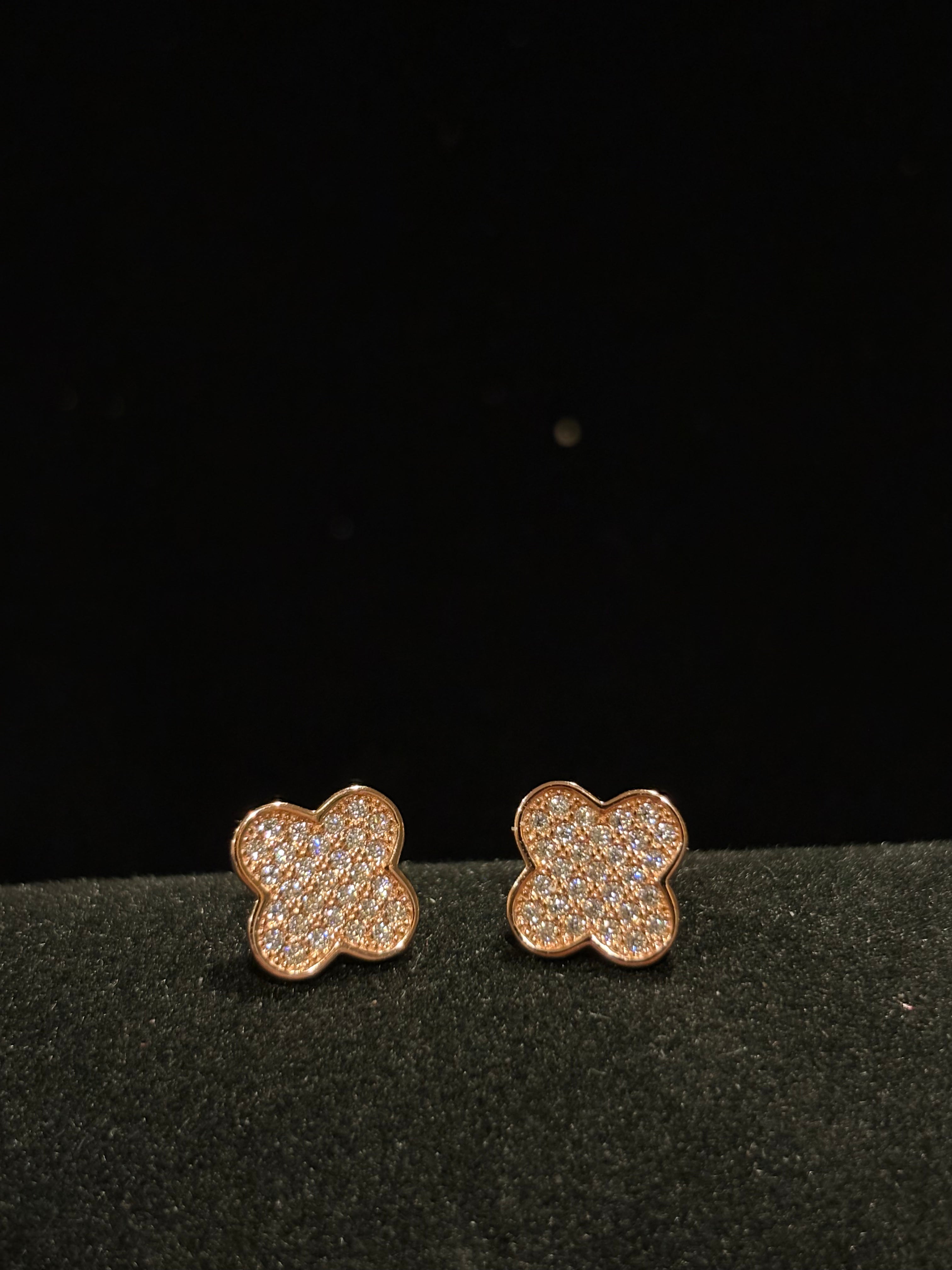 Radiant Full-Pave Moissanite Clover Stud Earrings