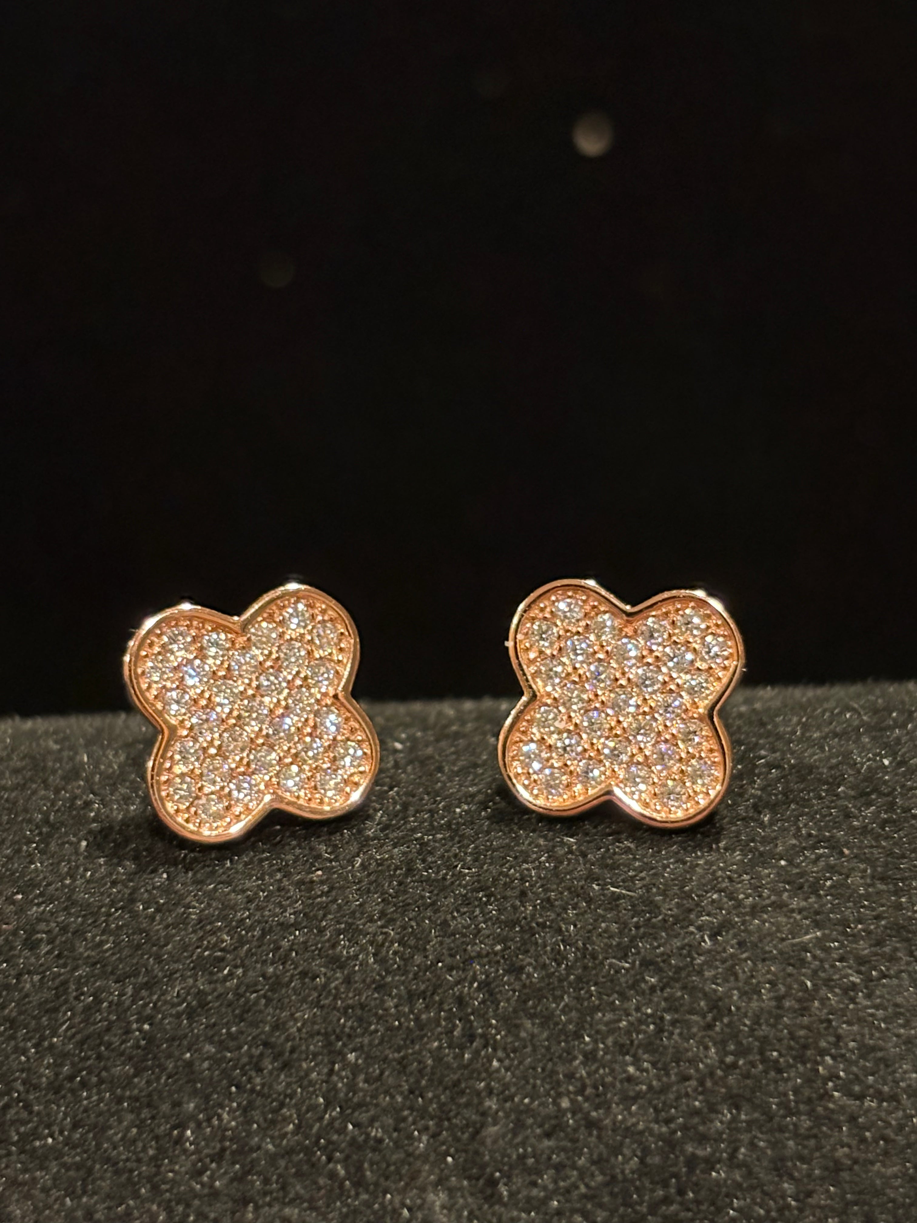 Radiant Full-Pave Moissanite Clover Stud Earrings