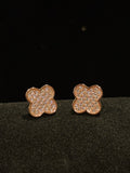 Radiant Full-Pave Moissanite Clover Stud Earrings