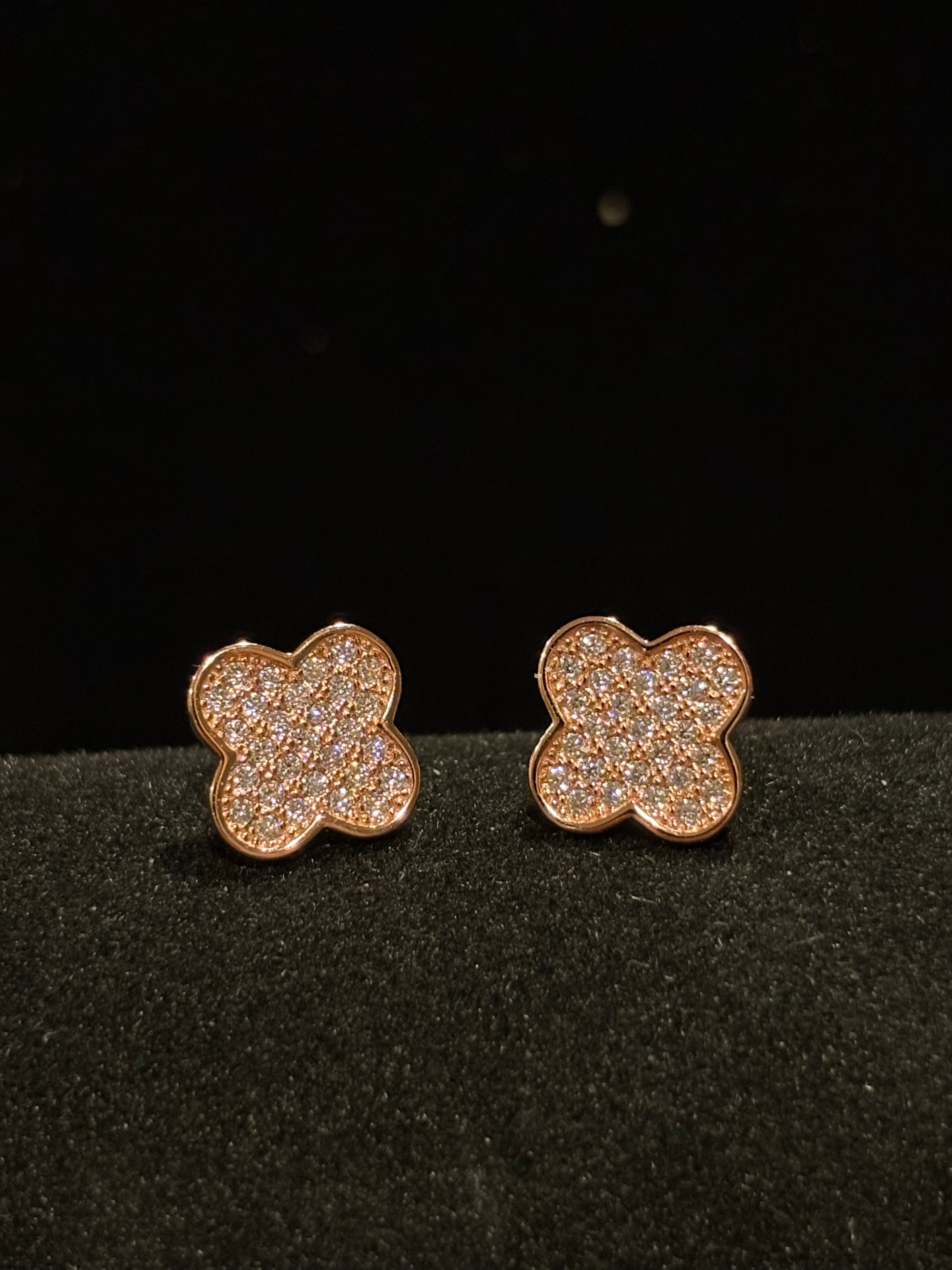 Radiant Full-Pave Moissanite Clover Stud Earrings