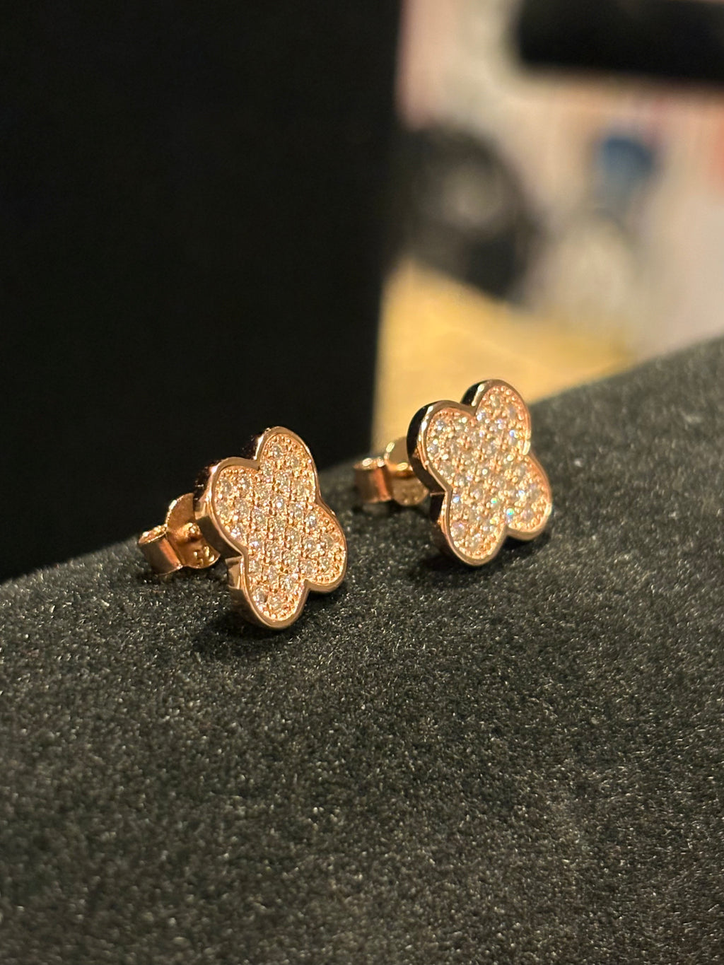 Radiant Full-Pave Moissanite Clover Stud Earrings