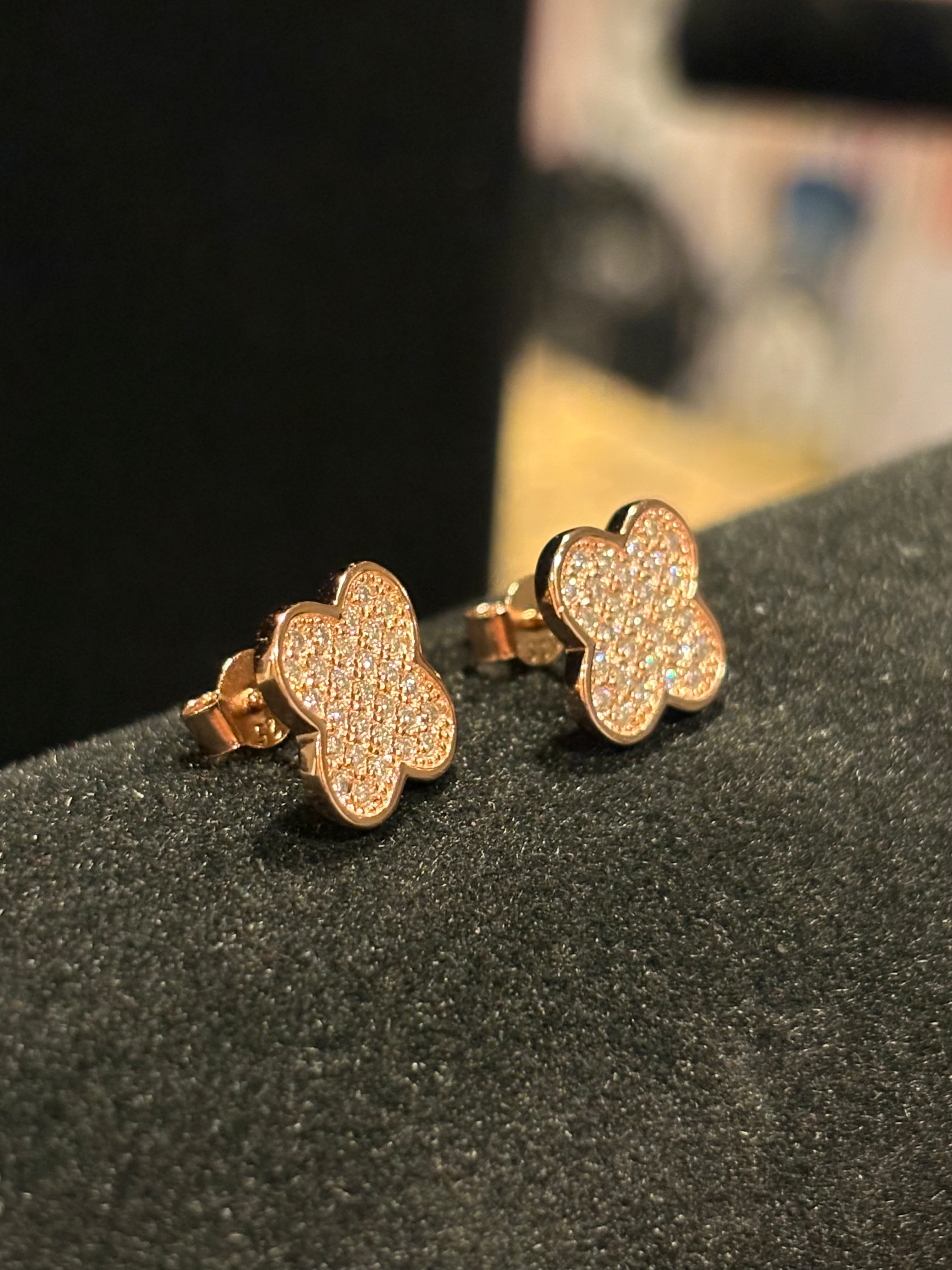 Radiant Full-Pave Moissanite Clover Stud Earrings