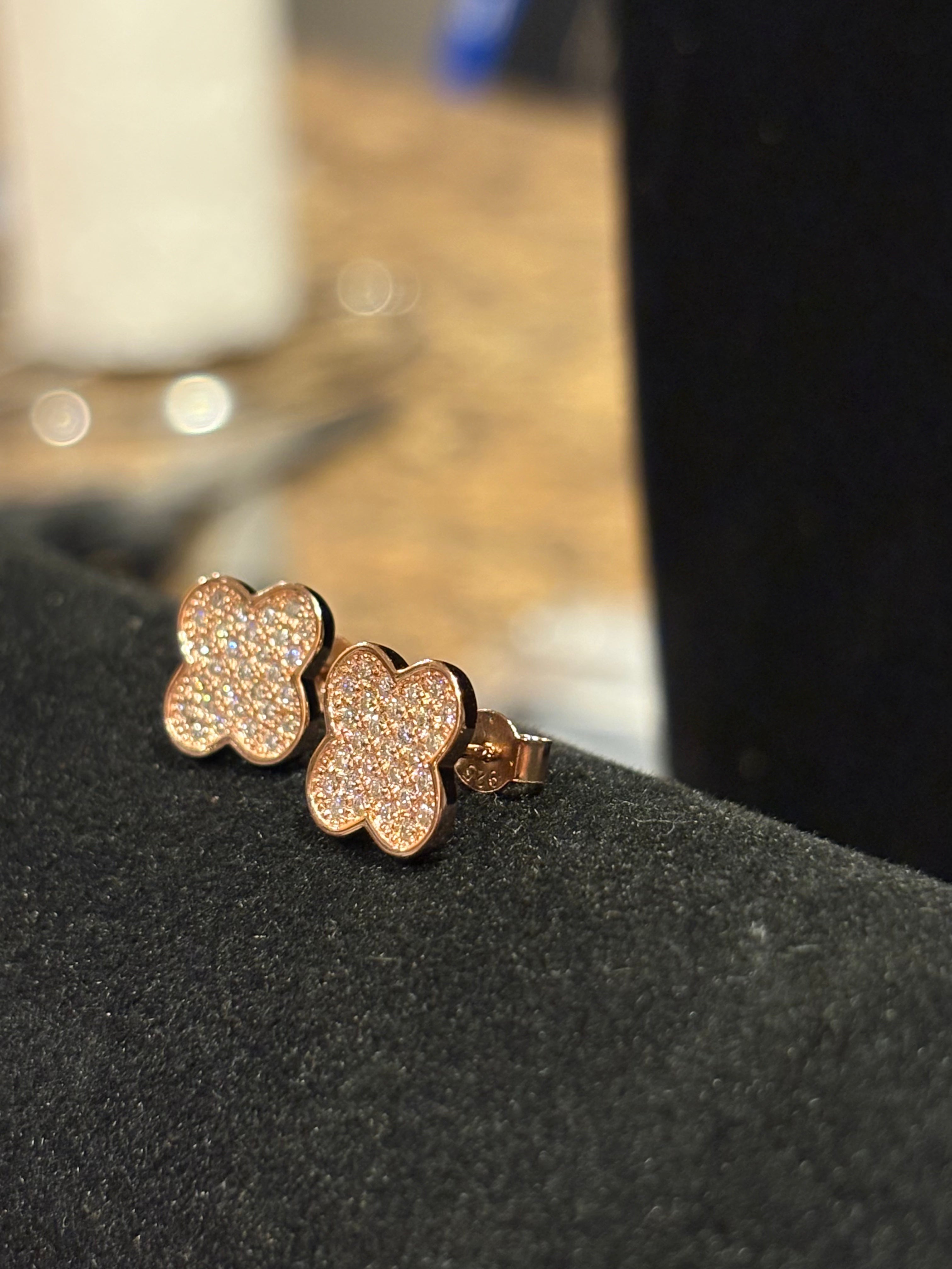 Radiant Full-Pave Moissanite Clover Stud Earrings