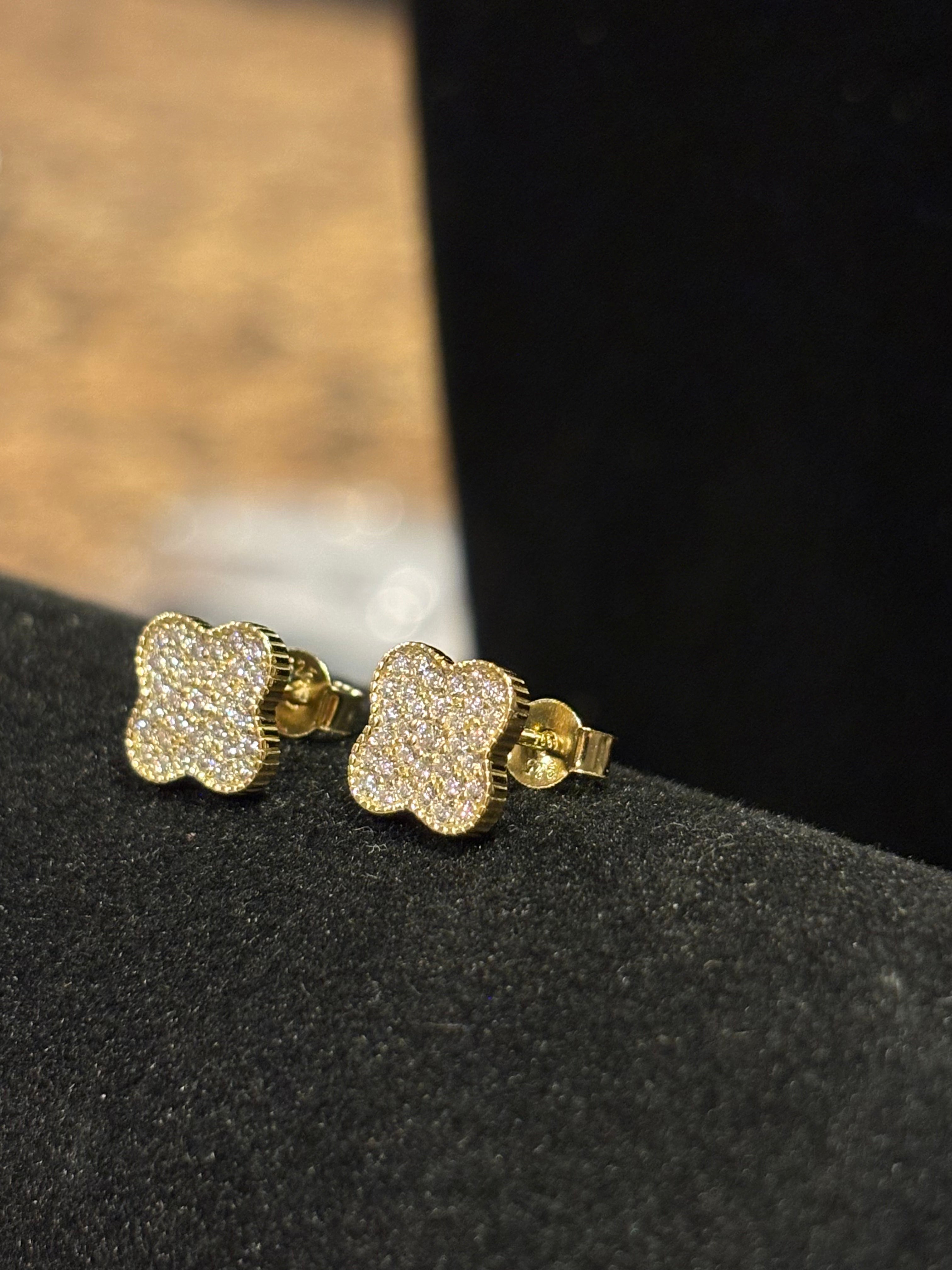 Dazzling Full-Pave Moissanite Clover Stud Earrings