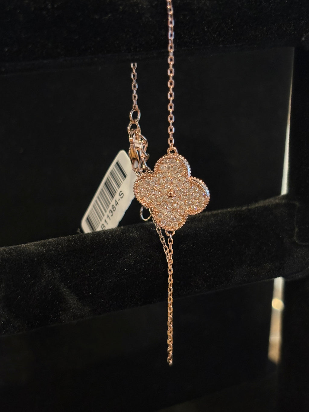 Sweet Clover Pave Moissanite Bracelet in Rose Gold Plated Sterling Silver