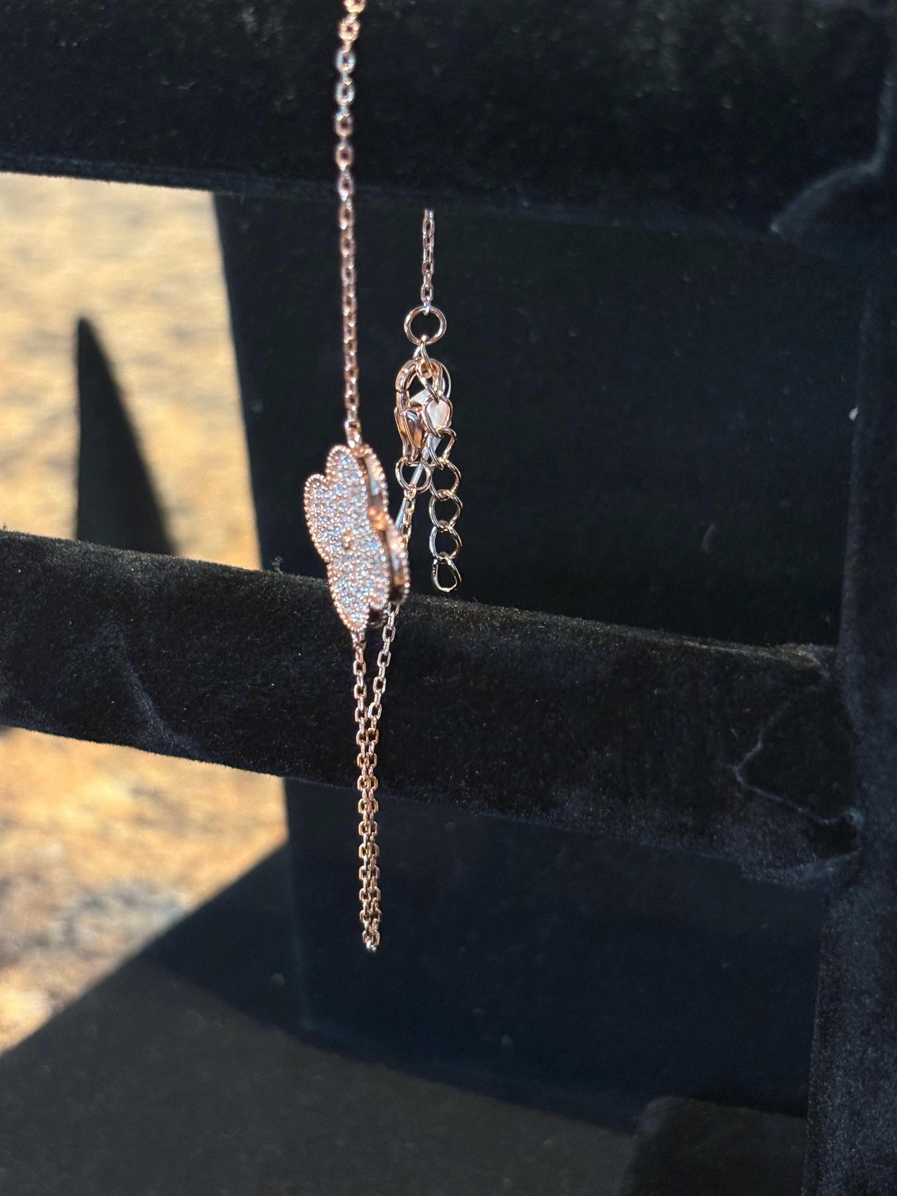 Sweet Clover Pave Moissanite Bracelet in Rose Gold Plated Sterling Silver