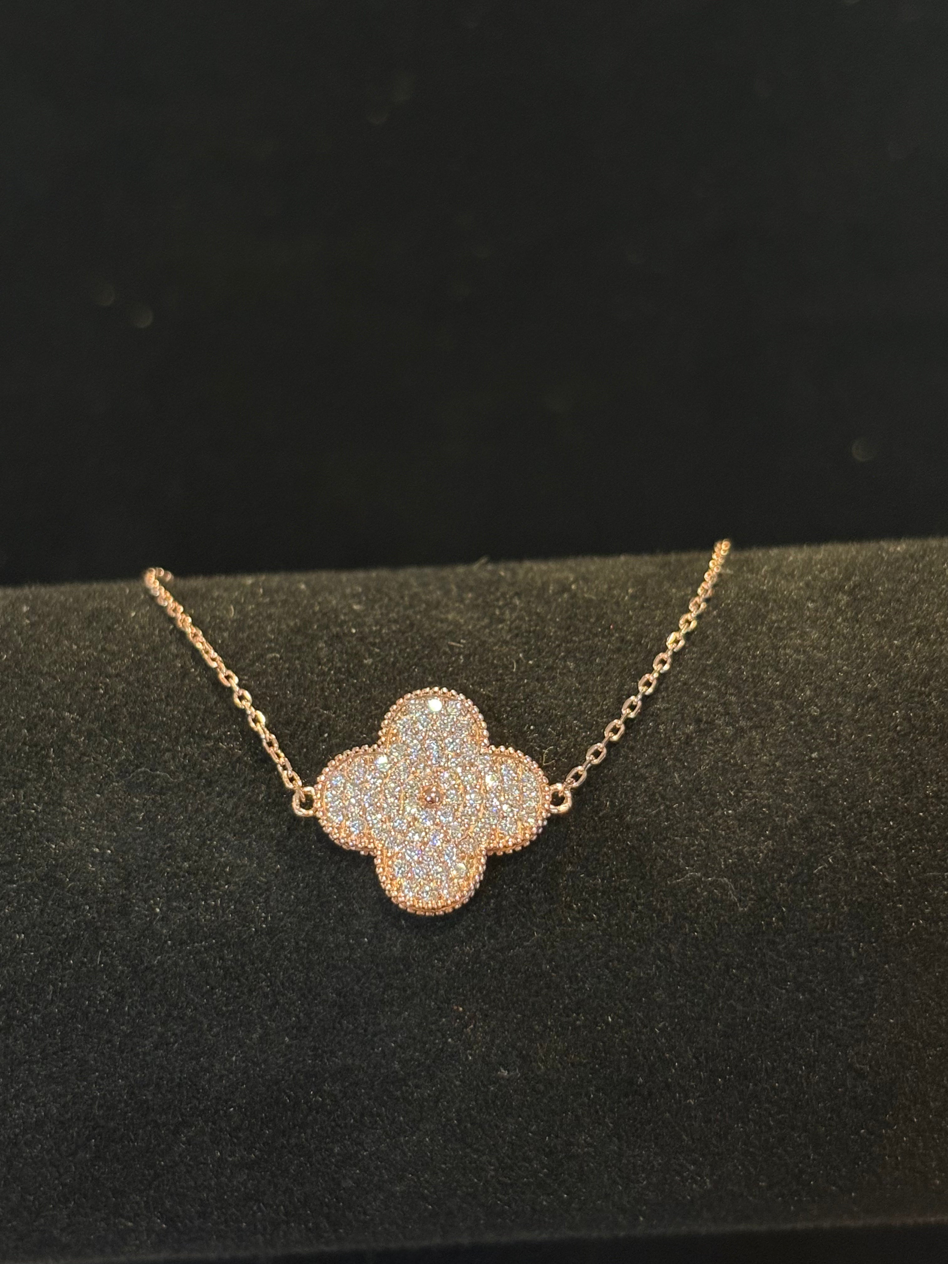 Sweet Clover Pave Moissanite Bracelet in Rose Gold Plated Sterling Silver