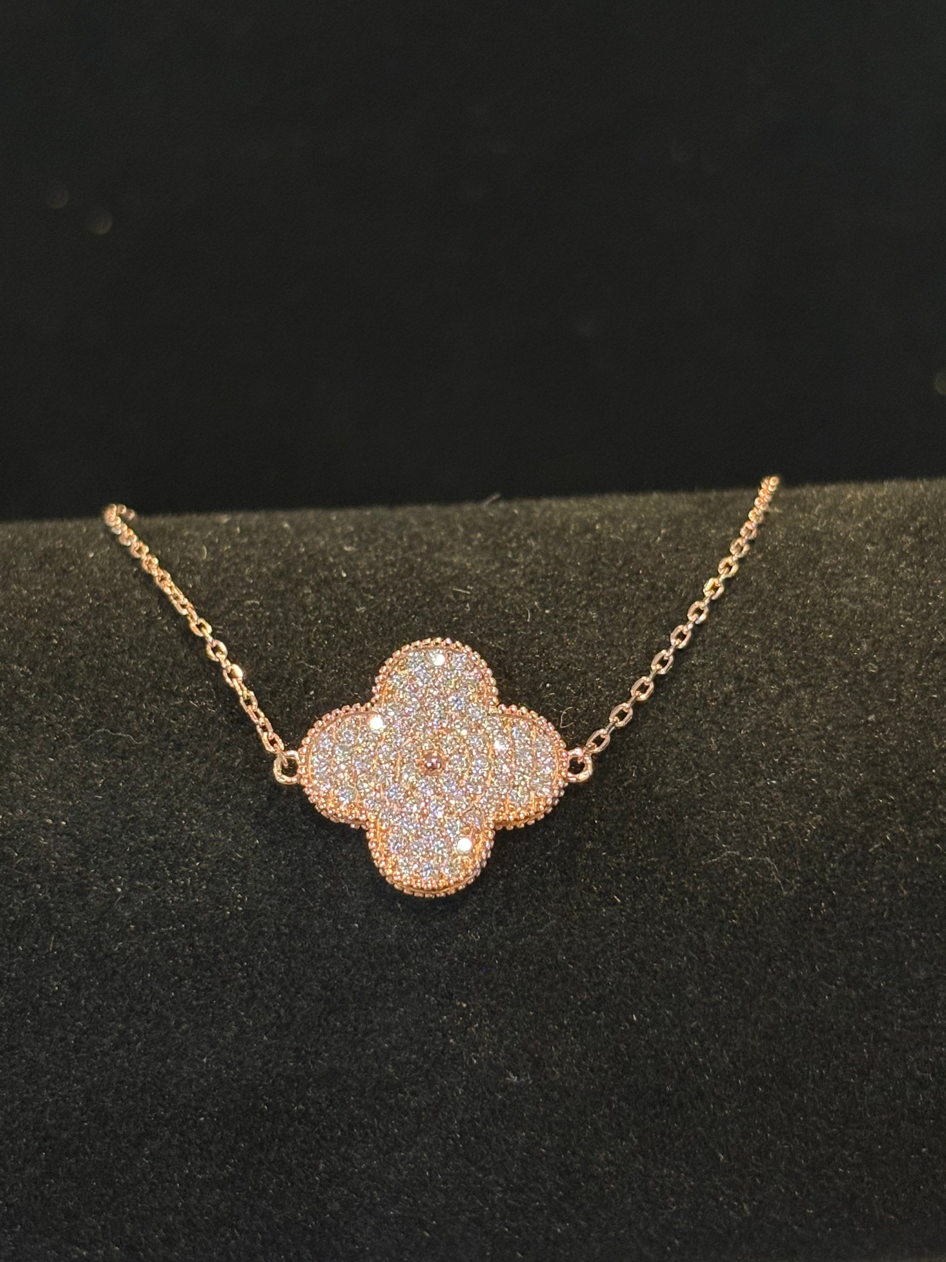 Sweet Clover Pave Moissanite Bracelet in Rose Gold Plated Sterling Silver