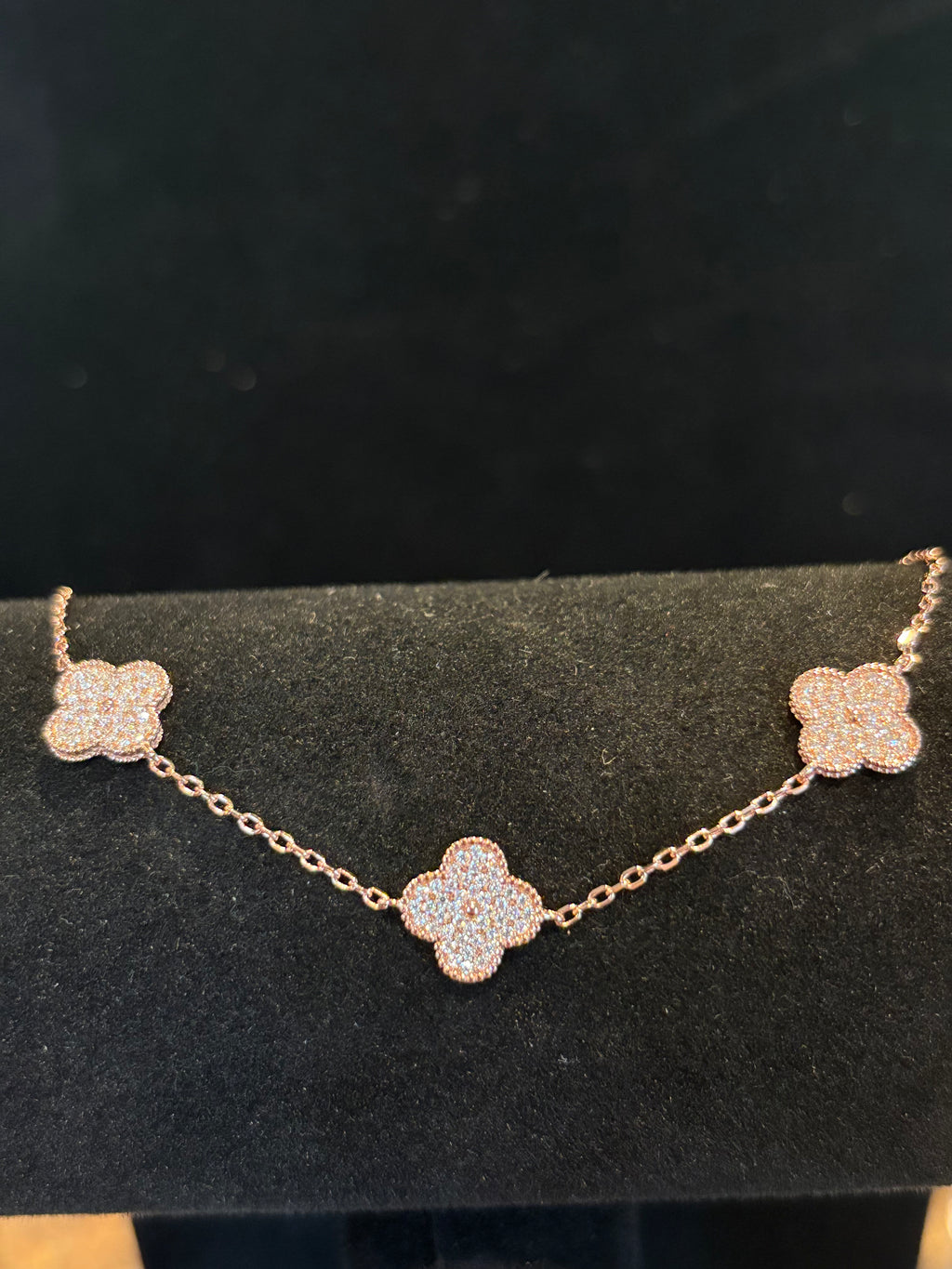 Elegant Rose Gold Plated Clover Moissanite Chain Bracelet