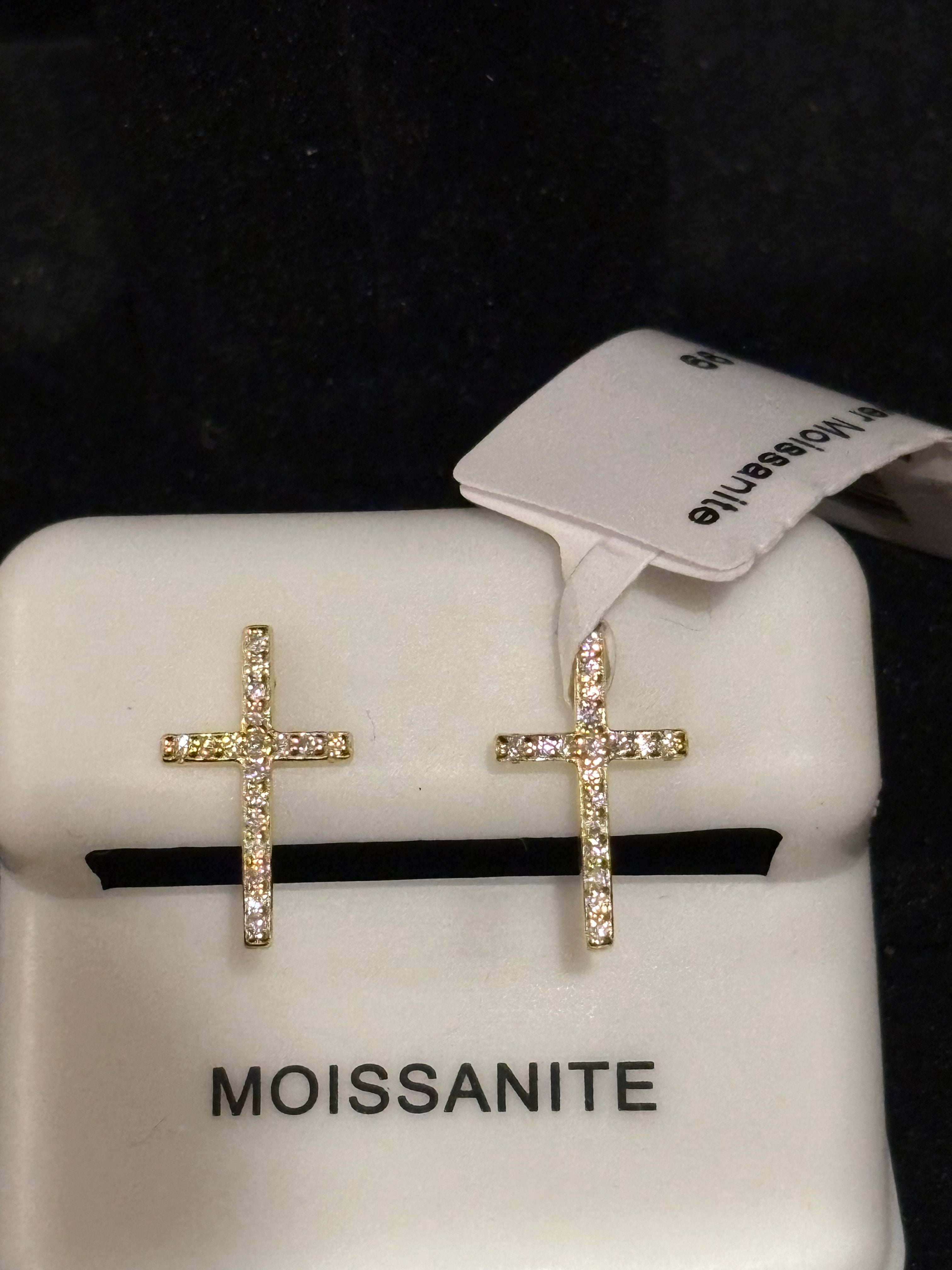 Elegant Moissanite Cross Stud Earrings