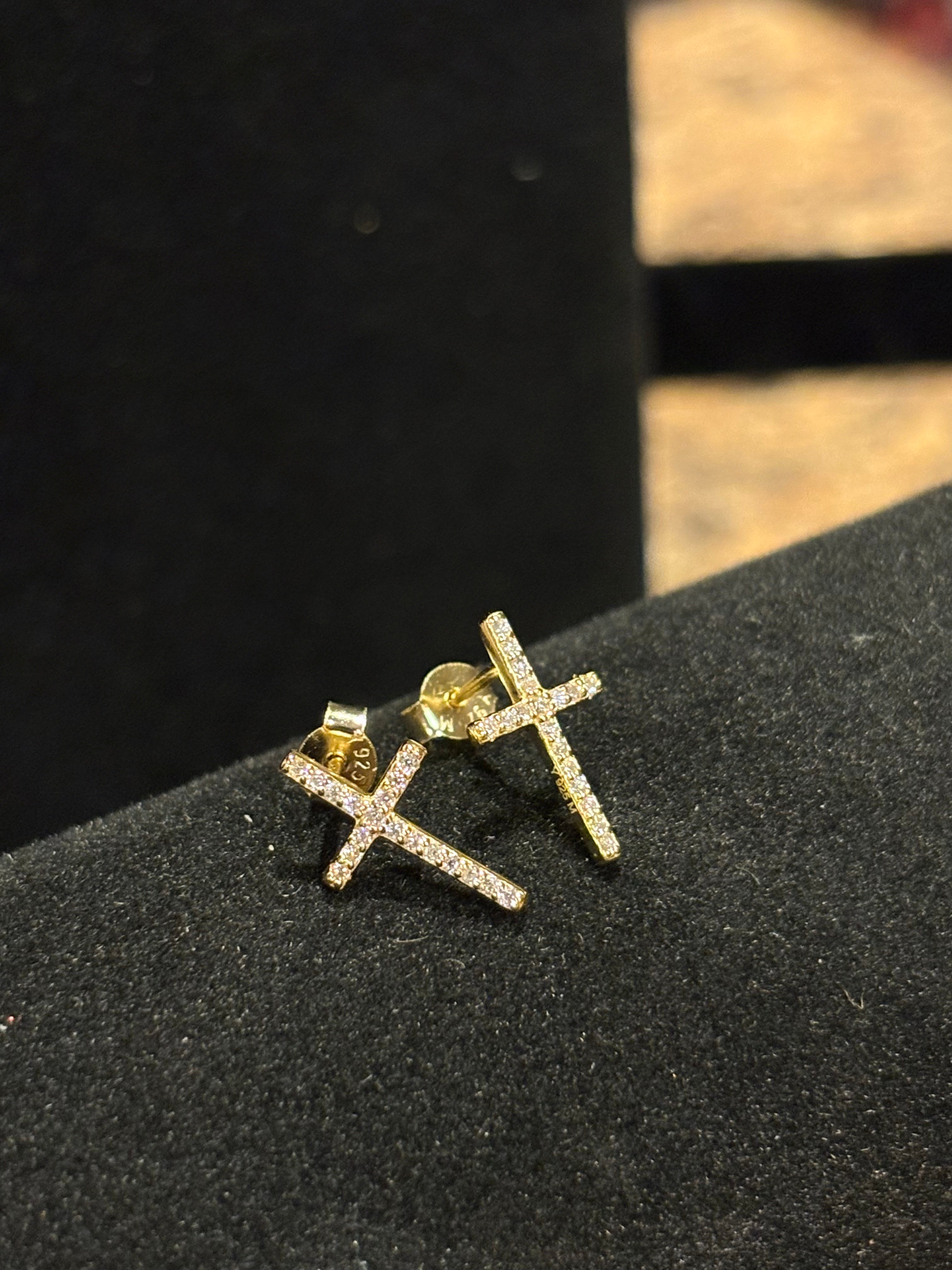 Elegant Moissanite Cross Stud Earrings