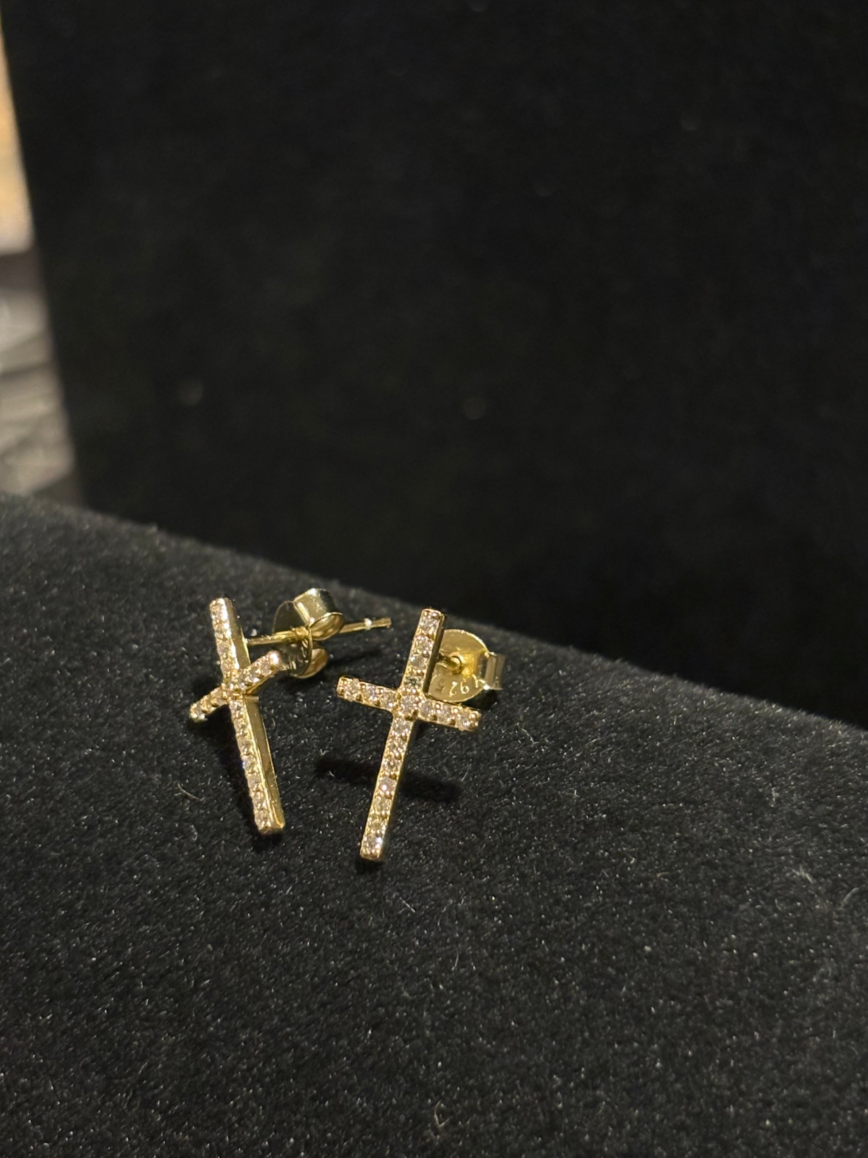 Elegant Moissanite Cross Stud Earrings