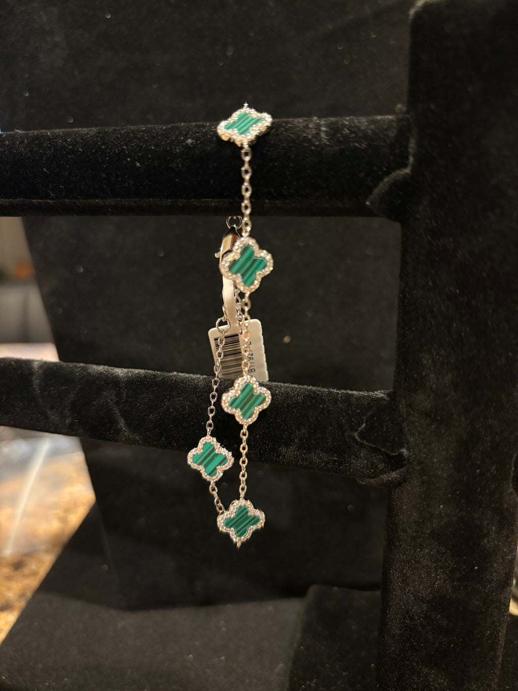 Vibrant Moissanite Green Clover Station Bracelet