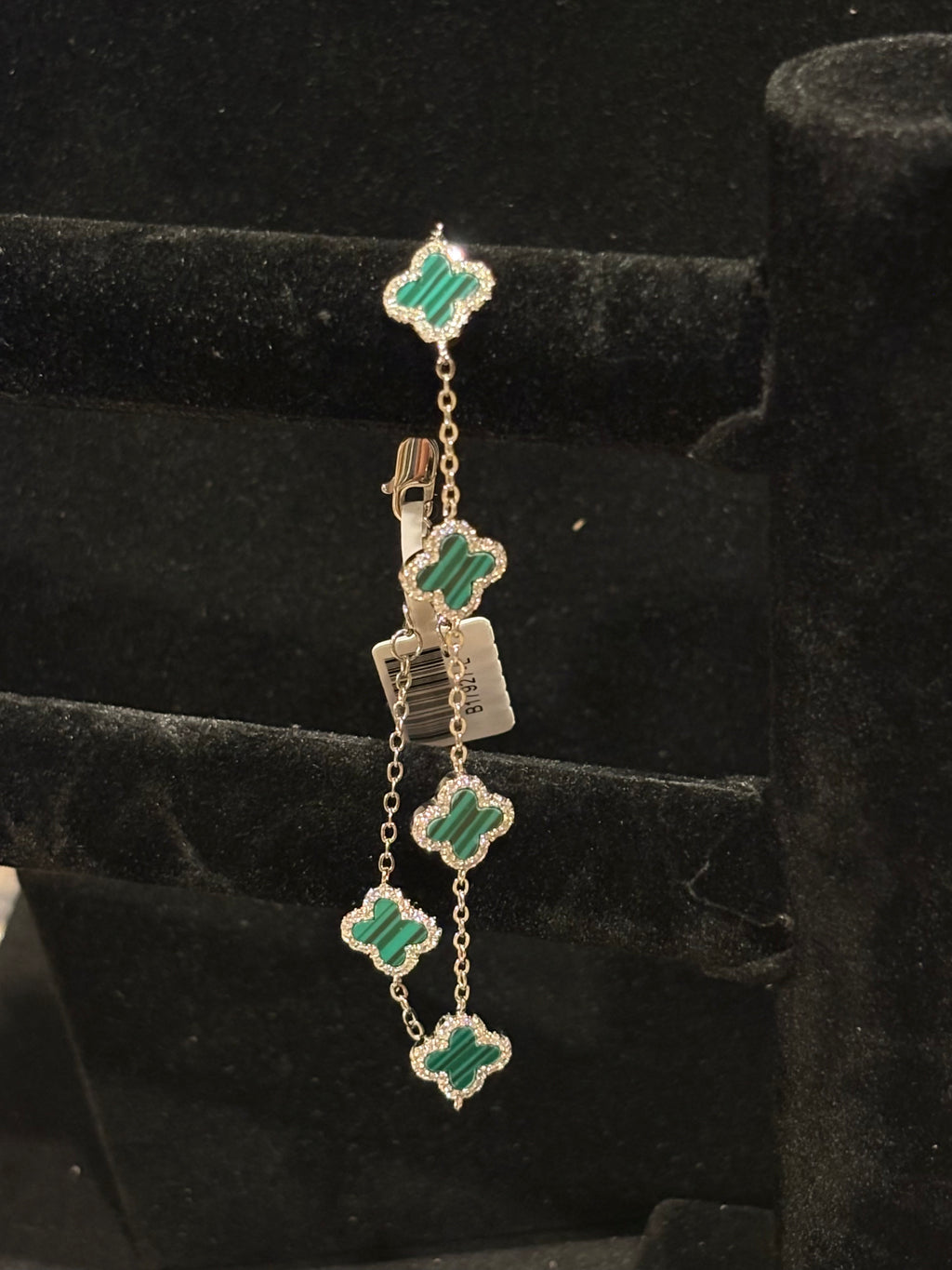 Vibrant Moissanite Green Clover Station Bracelet
