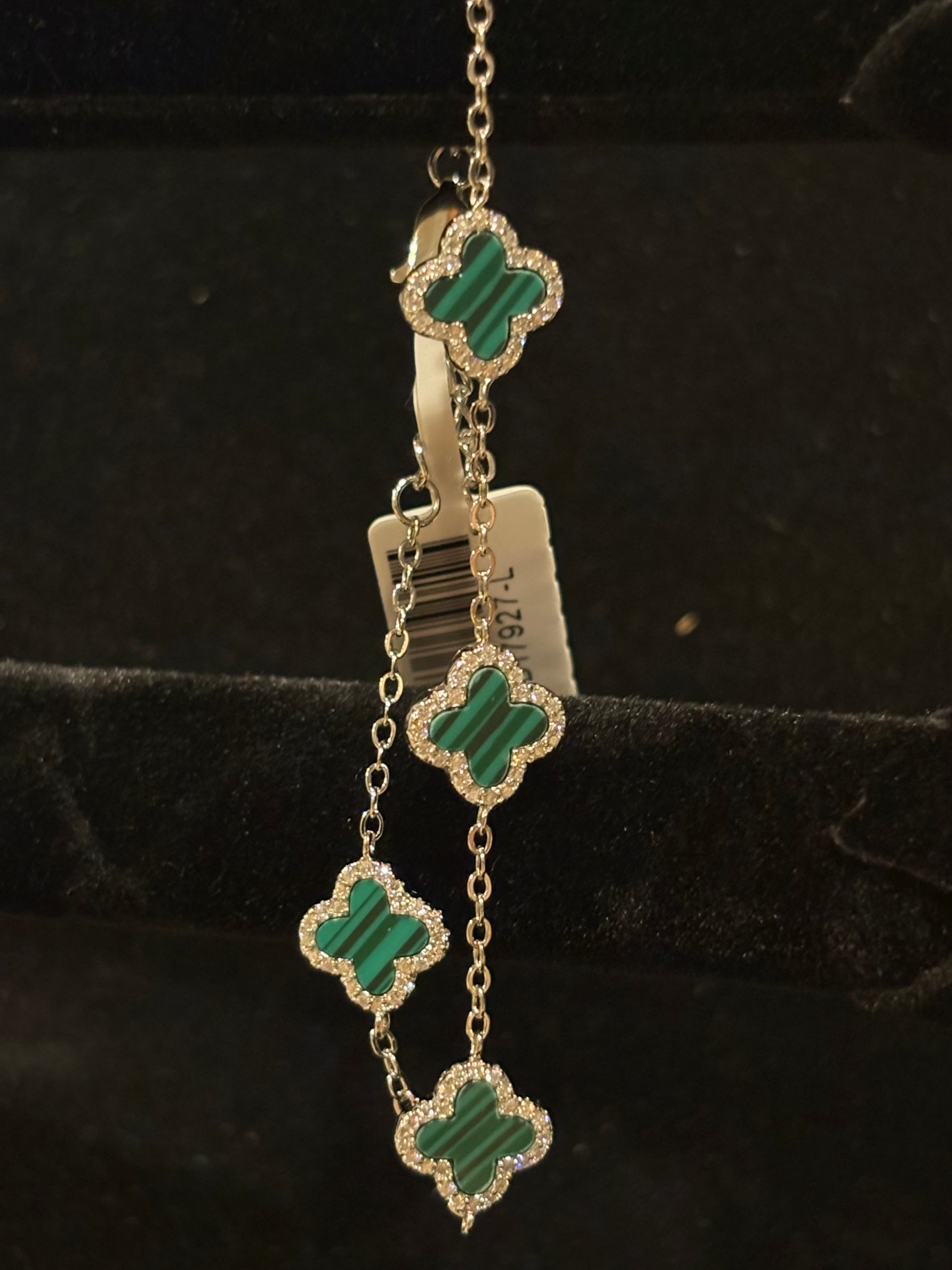 Vibrant Moissanite Green Clover Station Bracelet
