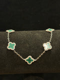 Vibrant Moissanite Green Clover Station Bracelet