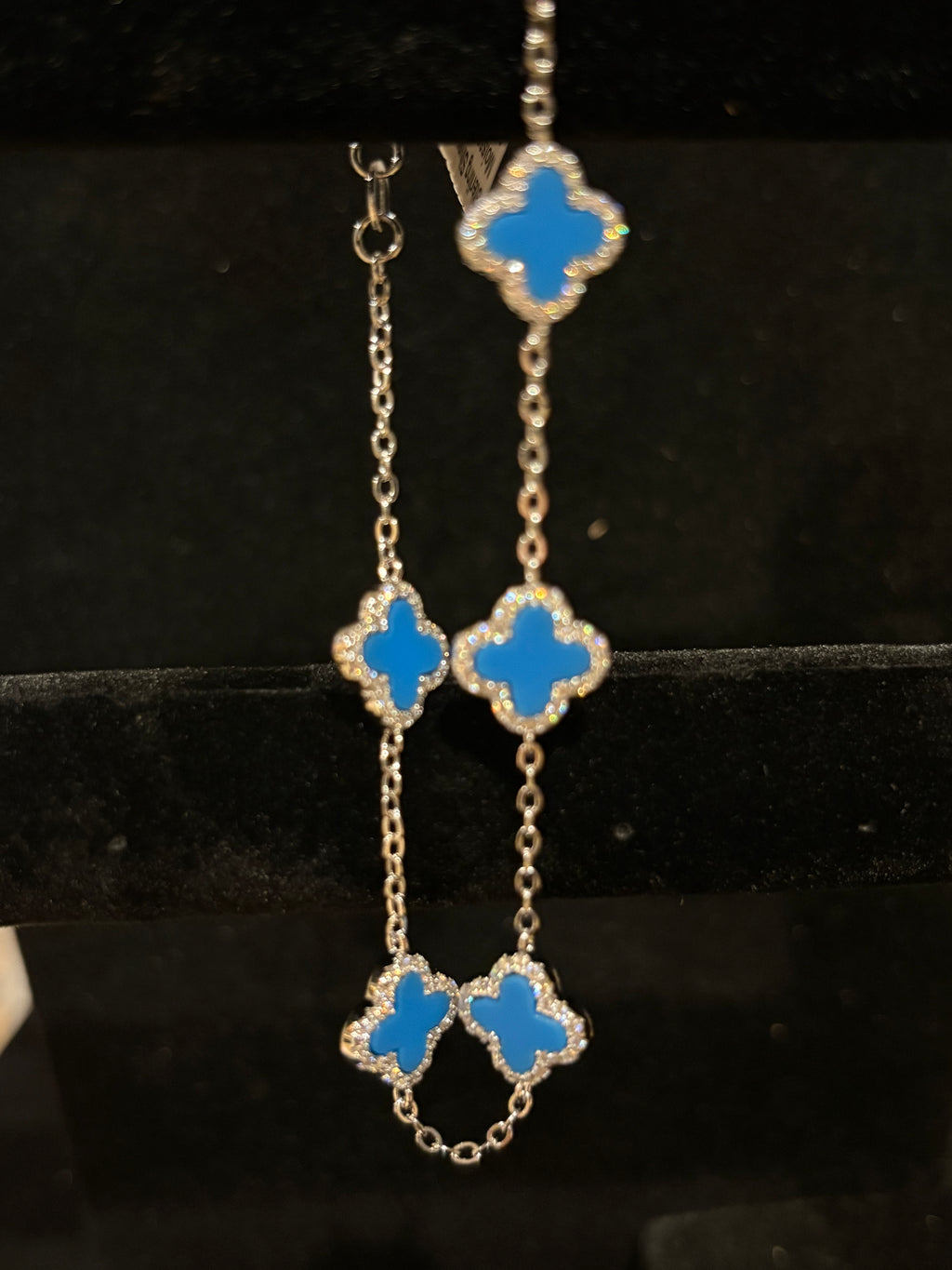 Elegant Blue Clover Moissanite Bracelet