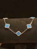 Elegant Blue Clover Moissanite Bracelet